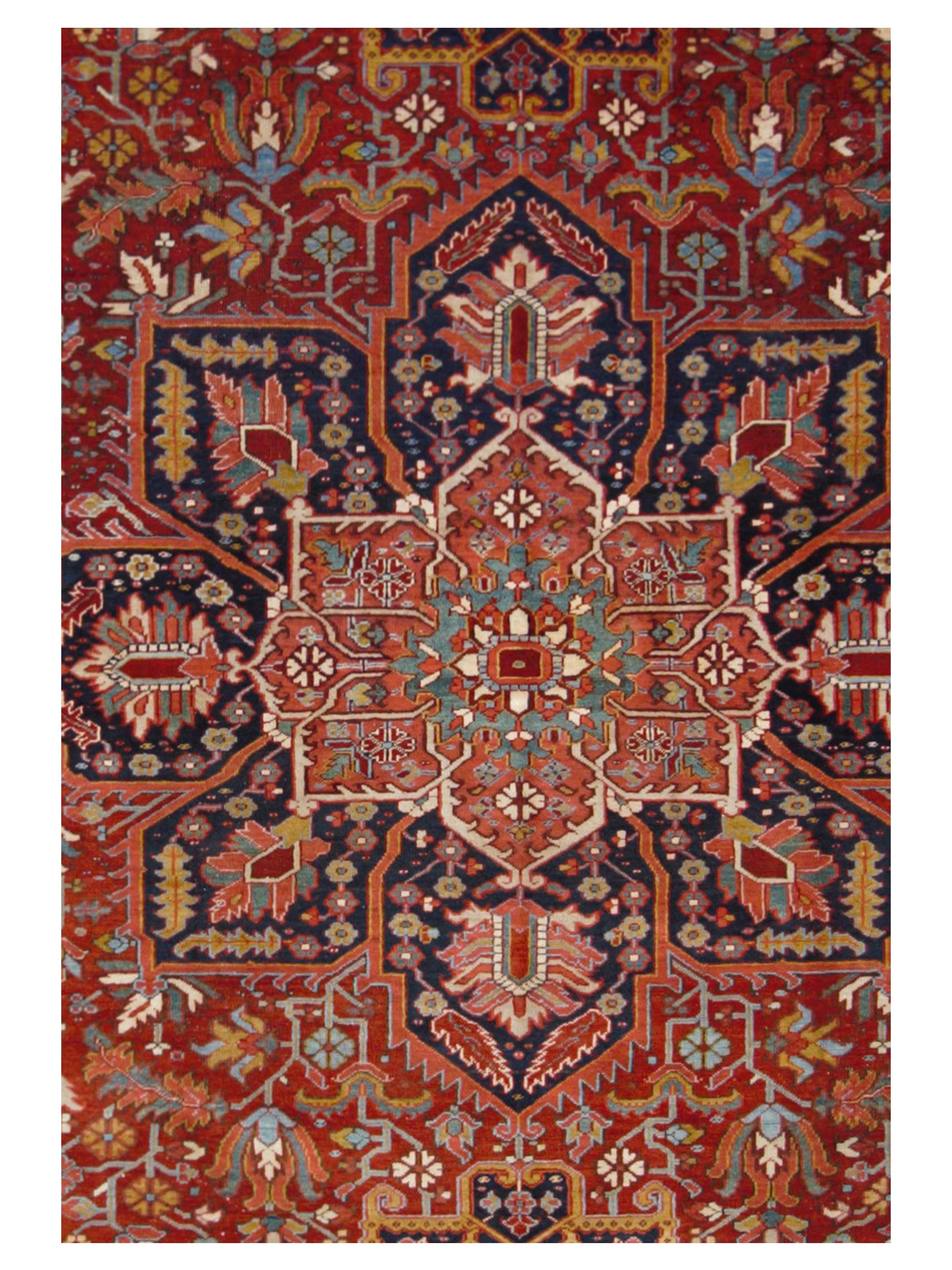 Antique Heriz Navy 10x13 - Image 4 of 5