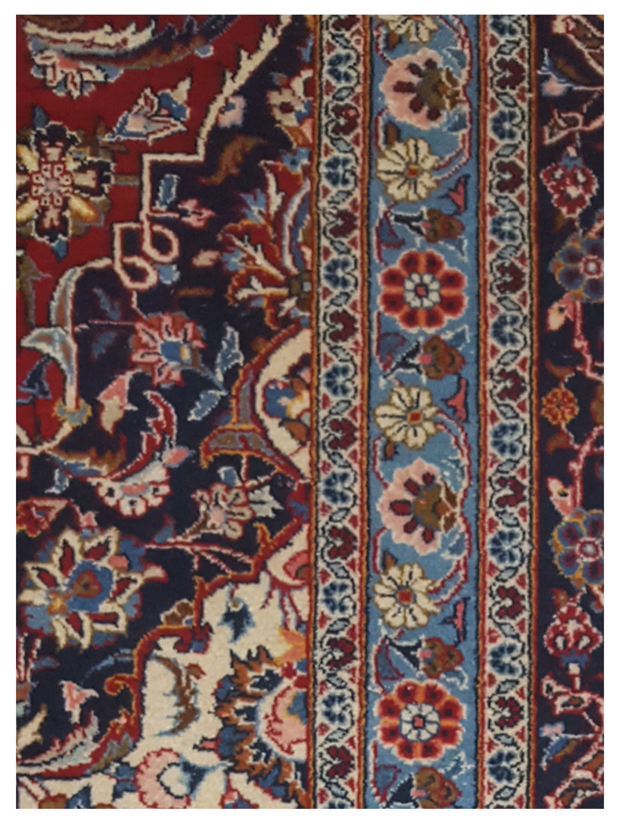 Kashan Hand Knotted Red 9x13 - Image 3 of 5