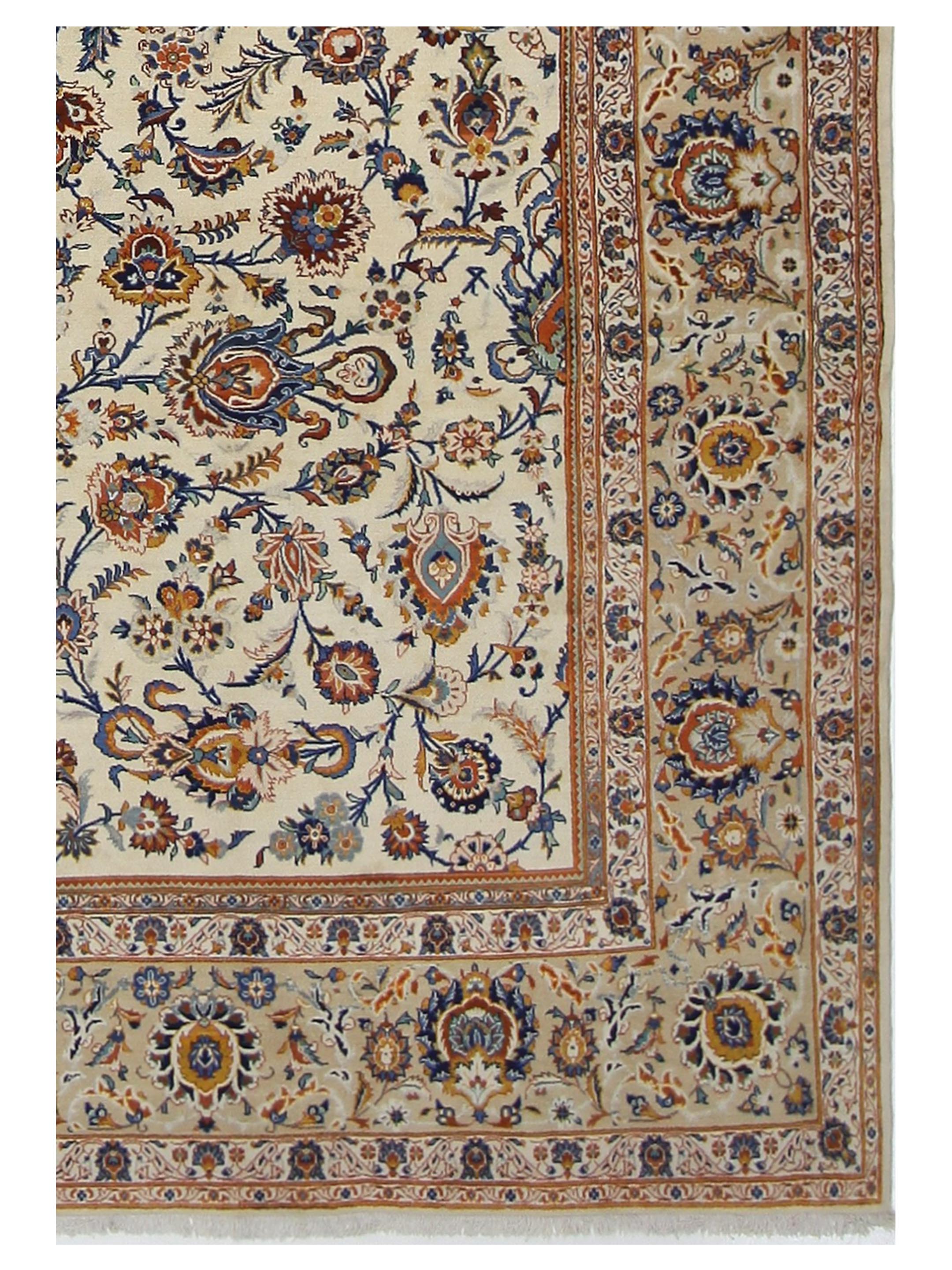 Kashan Hand Knotted Beige 9x13 - Image 3 of 5