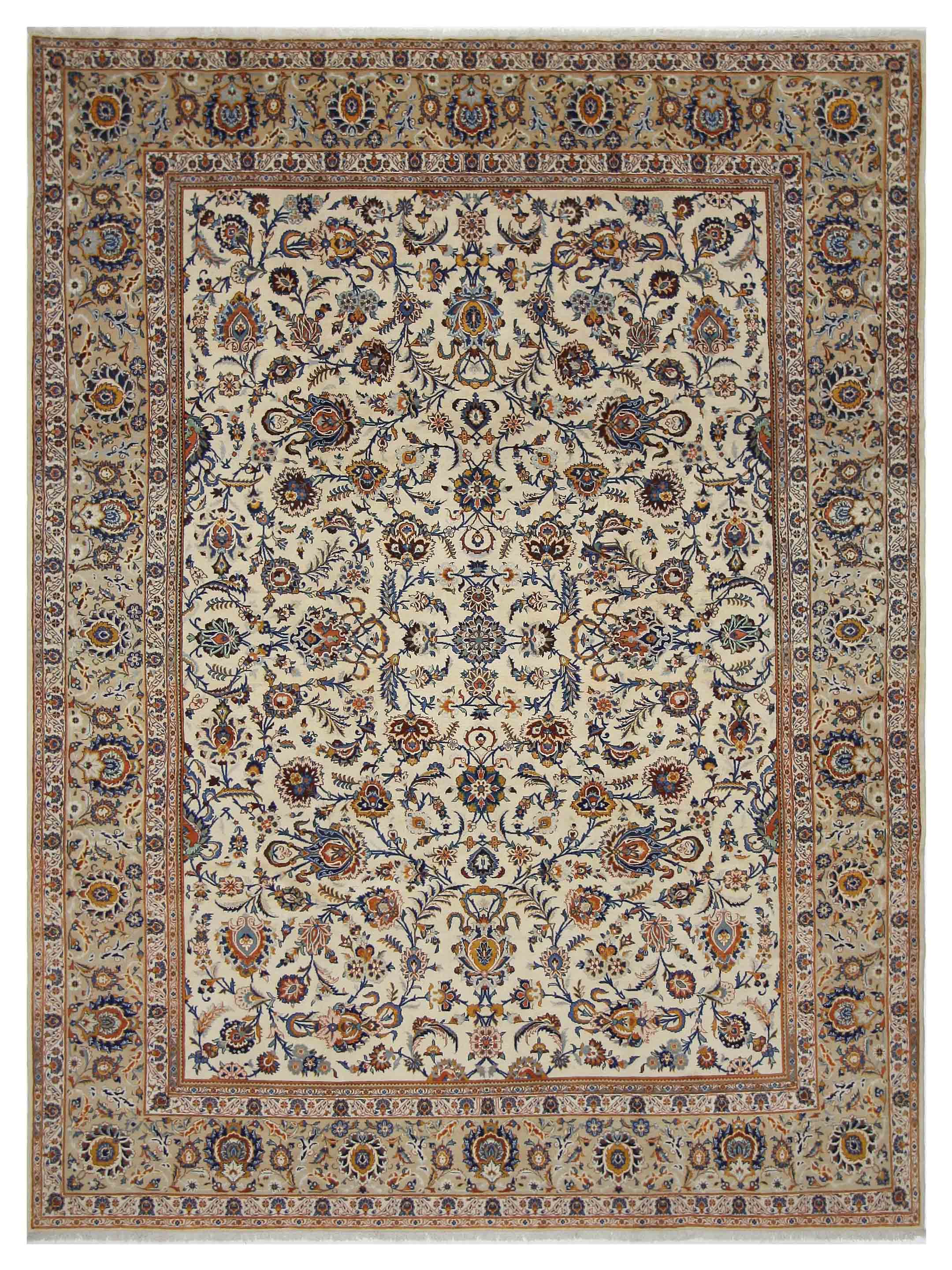 Kashan Hand Knotted Beige 9x13