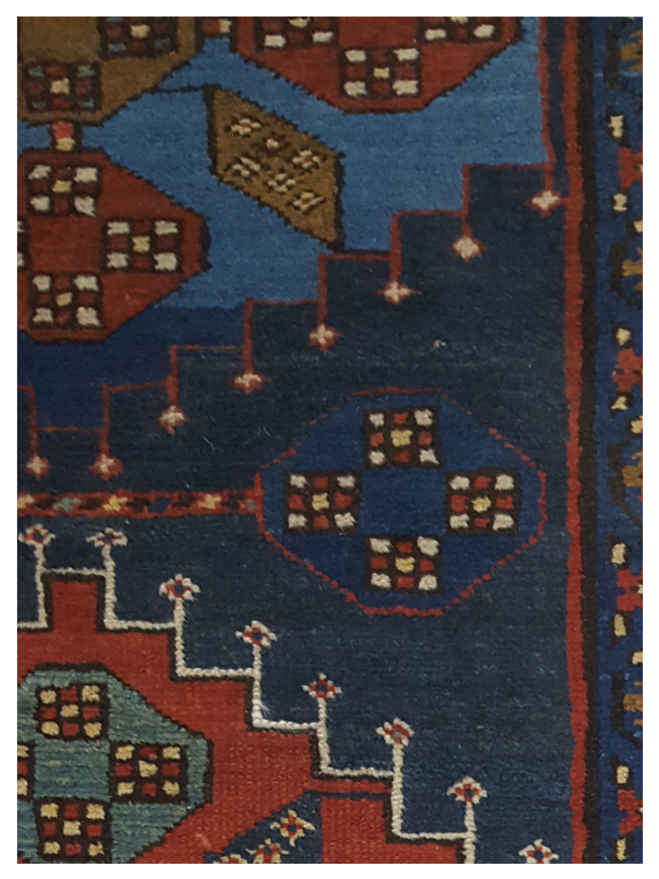 Azerbaijan Hand Knotted Navy 4x15 - Image 3 of 5