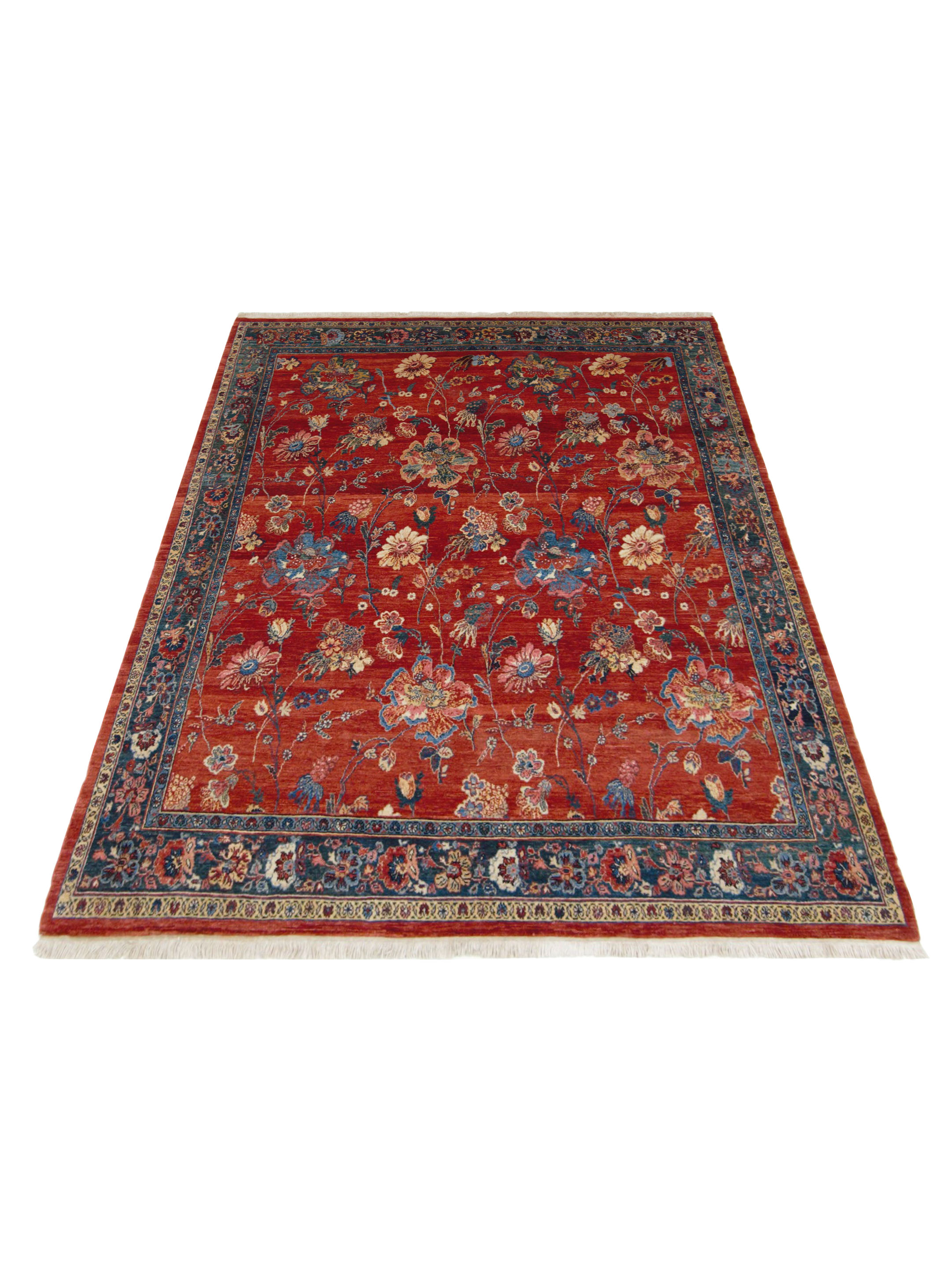 Senneh Hand Knotted Red 7x8 - Image 2 of 5