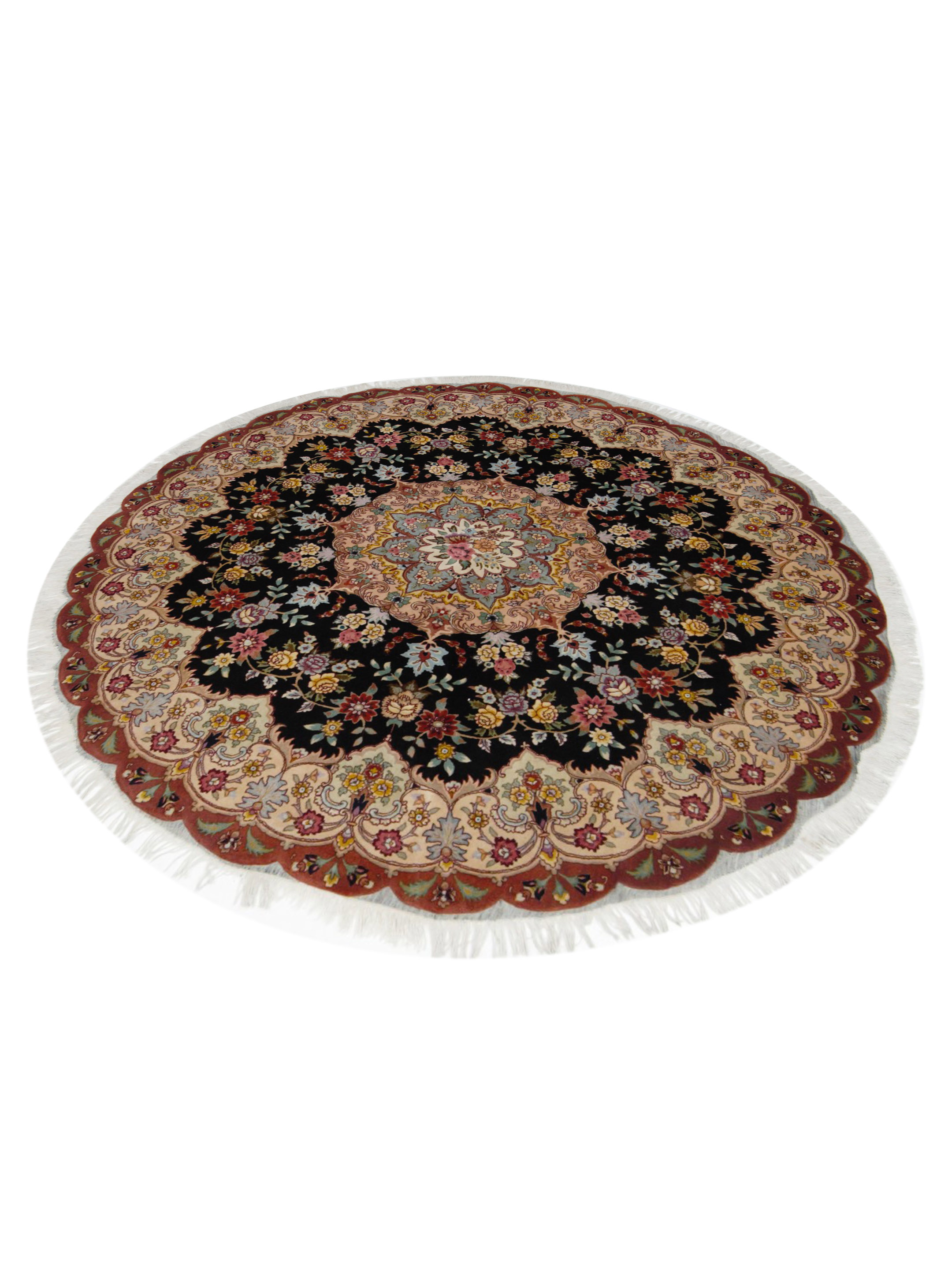 Tabriz Hand Knotted Black 7x7 - Image 2 of 5