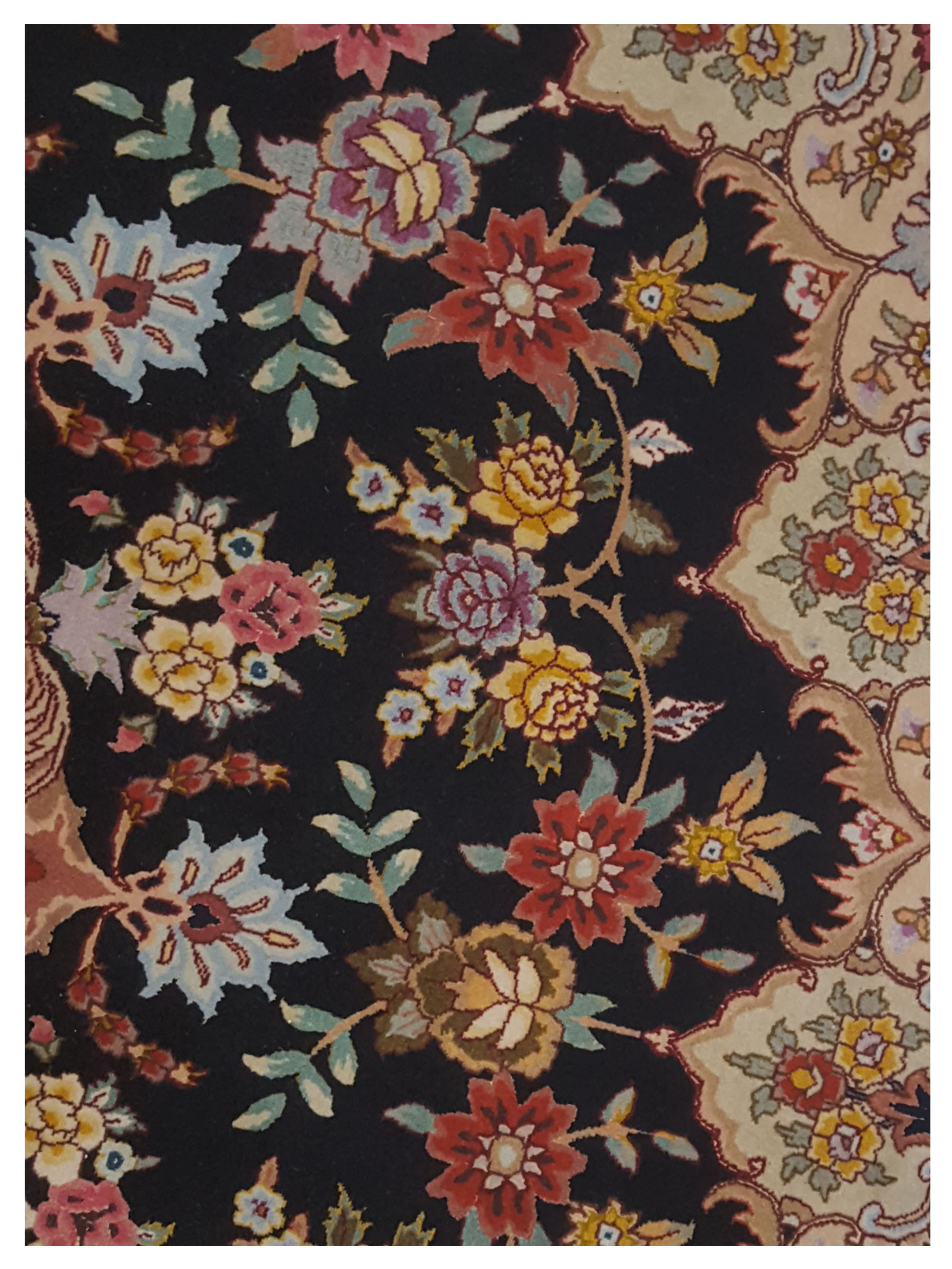 Tabriz Hand Knotted Black 7x7 - Image 3 of 5