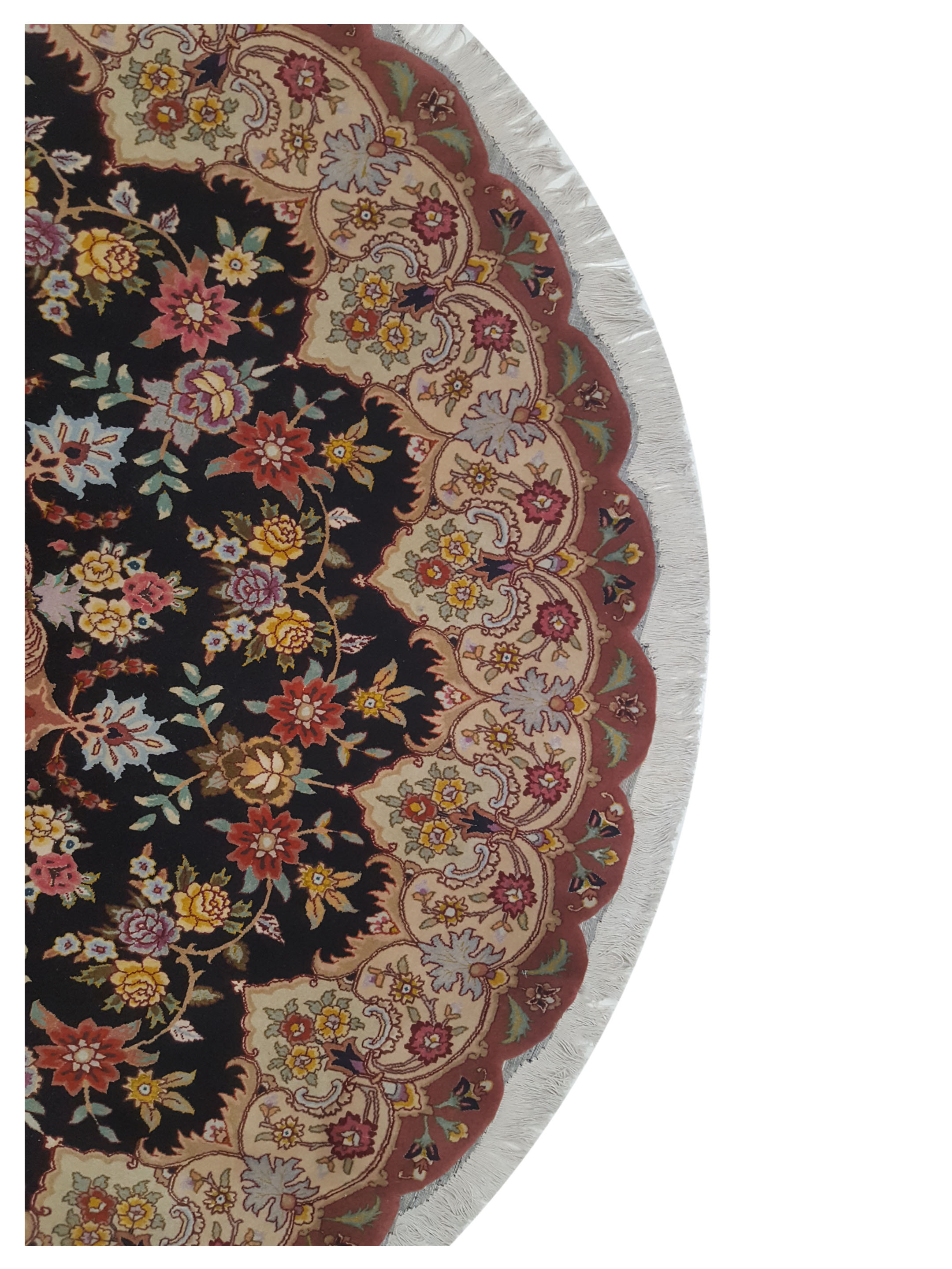 Tabriz Hand Knotted Black 7x7 - Image 4 of 5