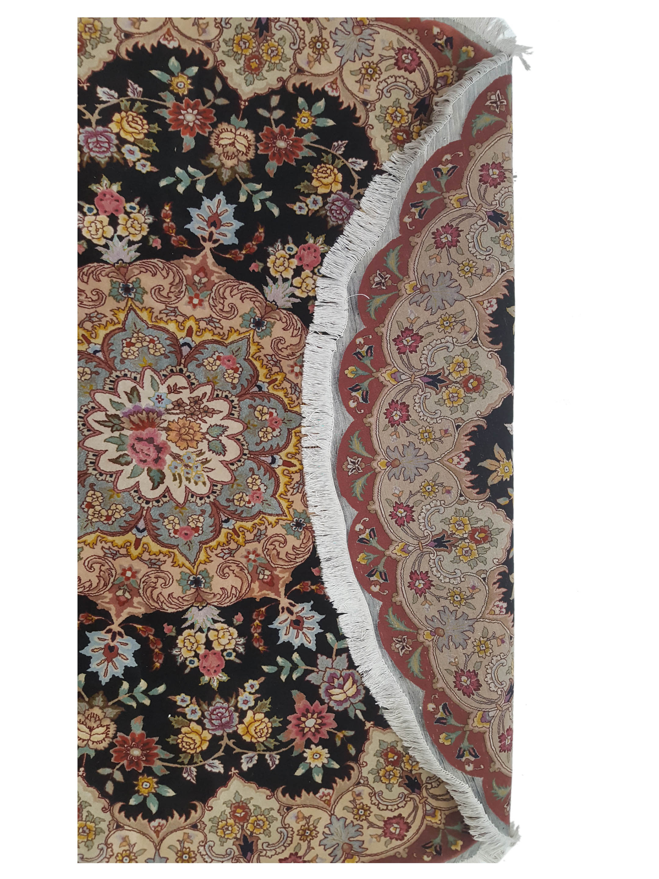 Tabriz Hand Knotted Black 7x7 - Image 5 of 5