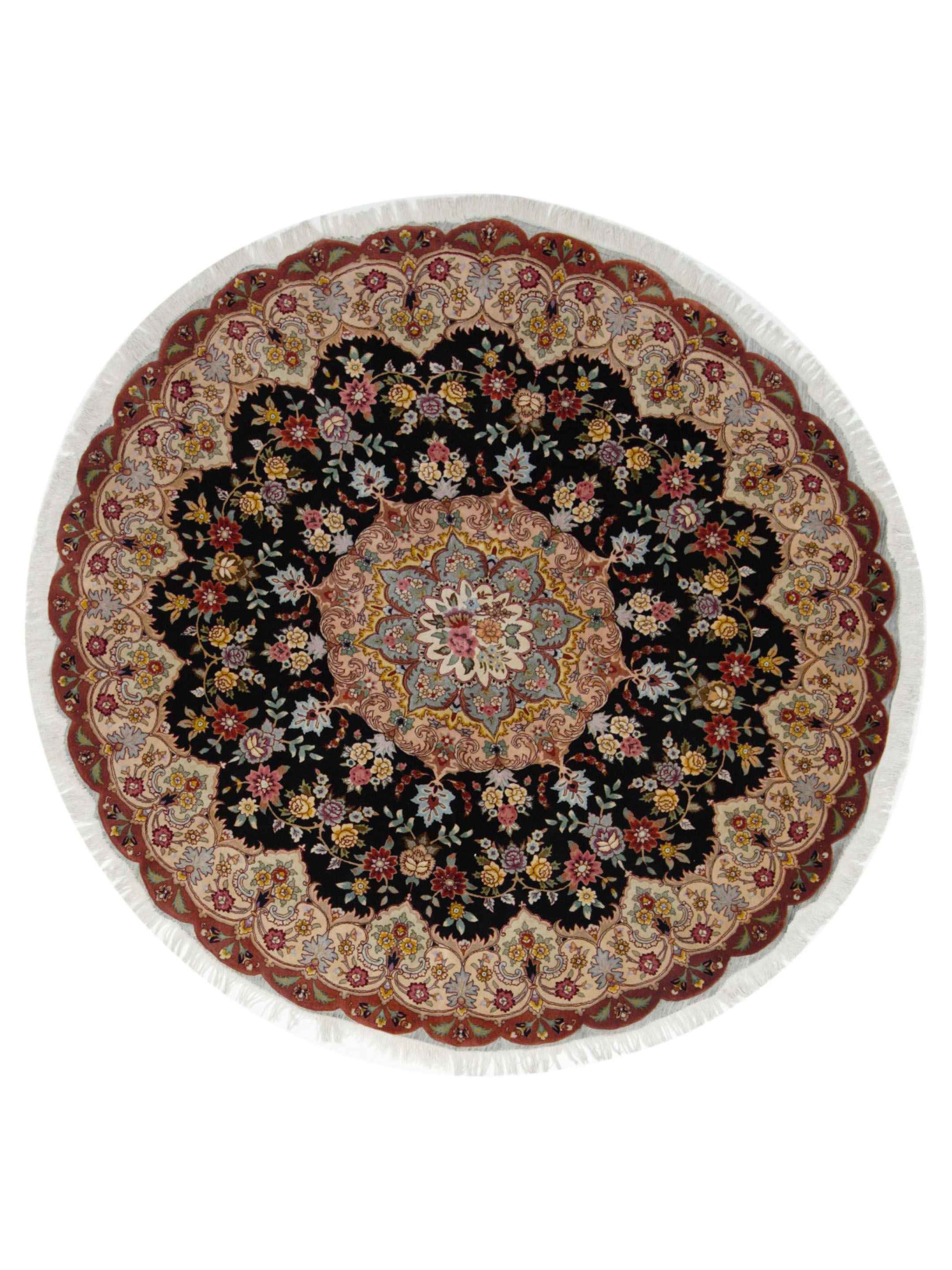 Tabriz Hand Knotted Black 7x7