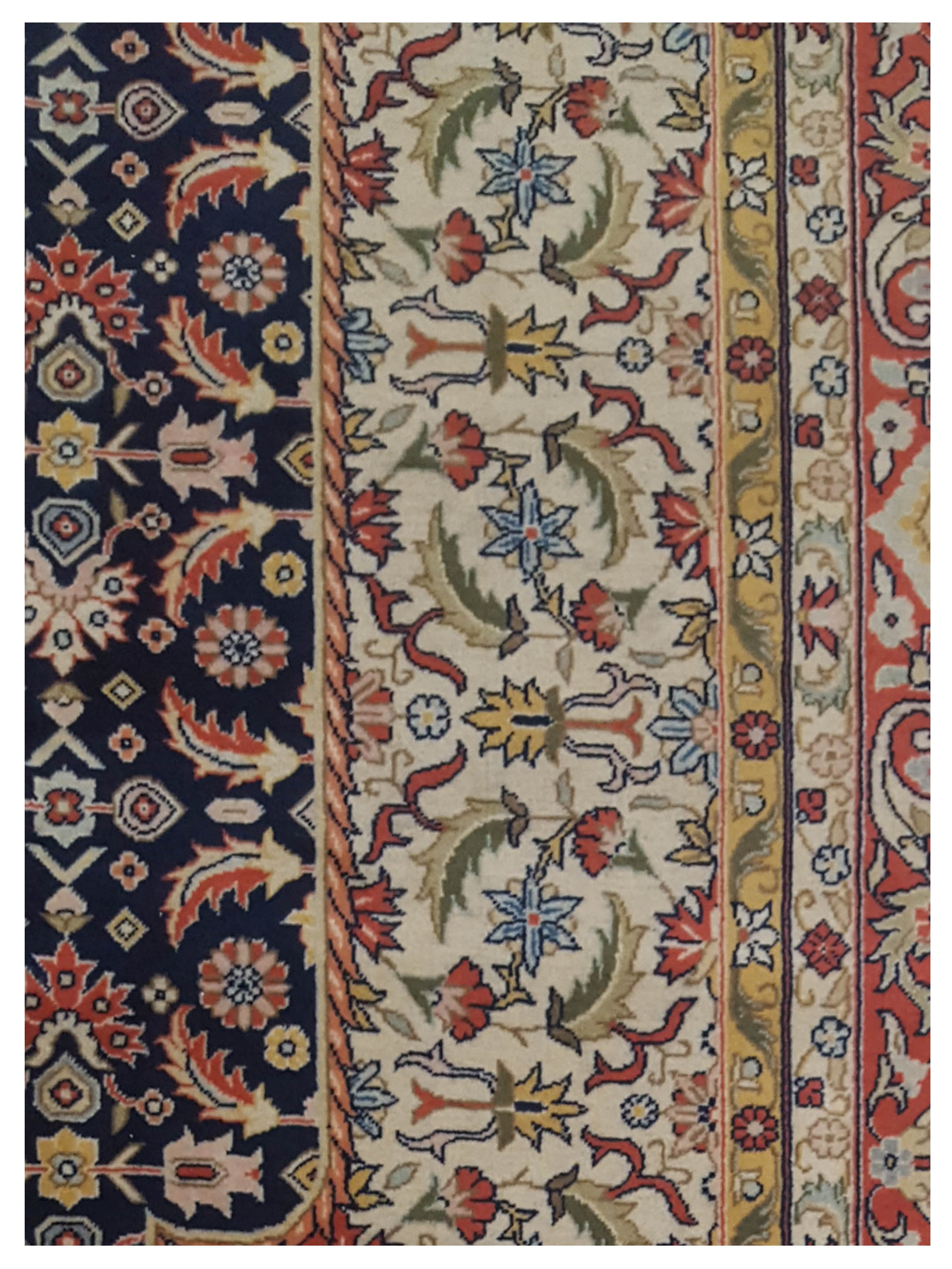 Tabriz Hand Knotted Navy 10x13 - Image 3 of 5