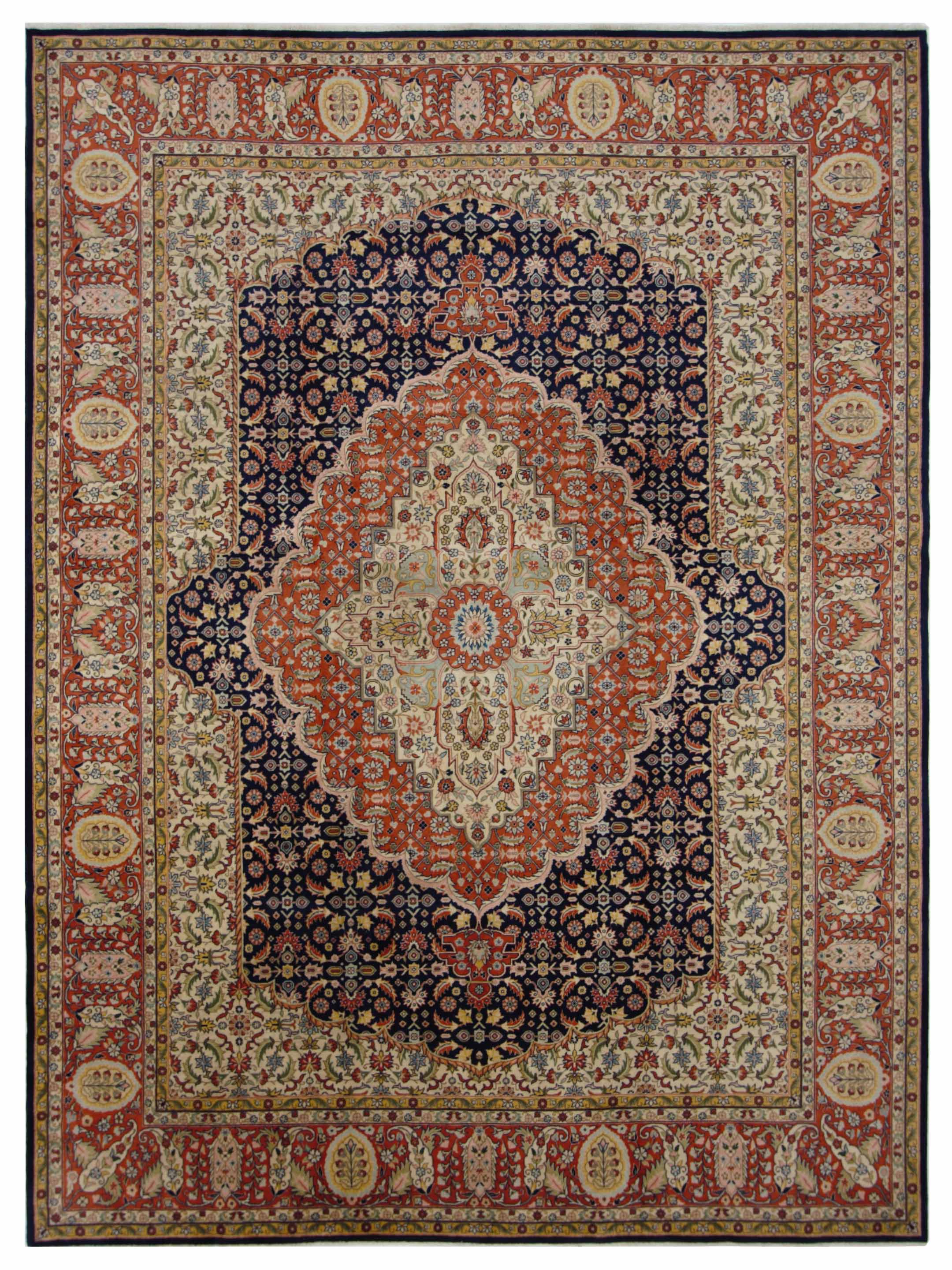 Tabriz Hand Knotted Navy 10x13