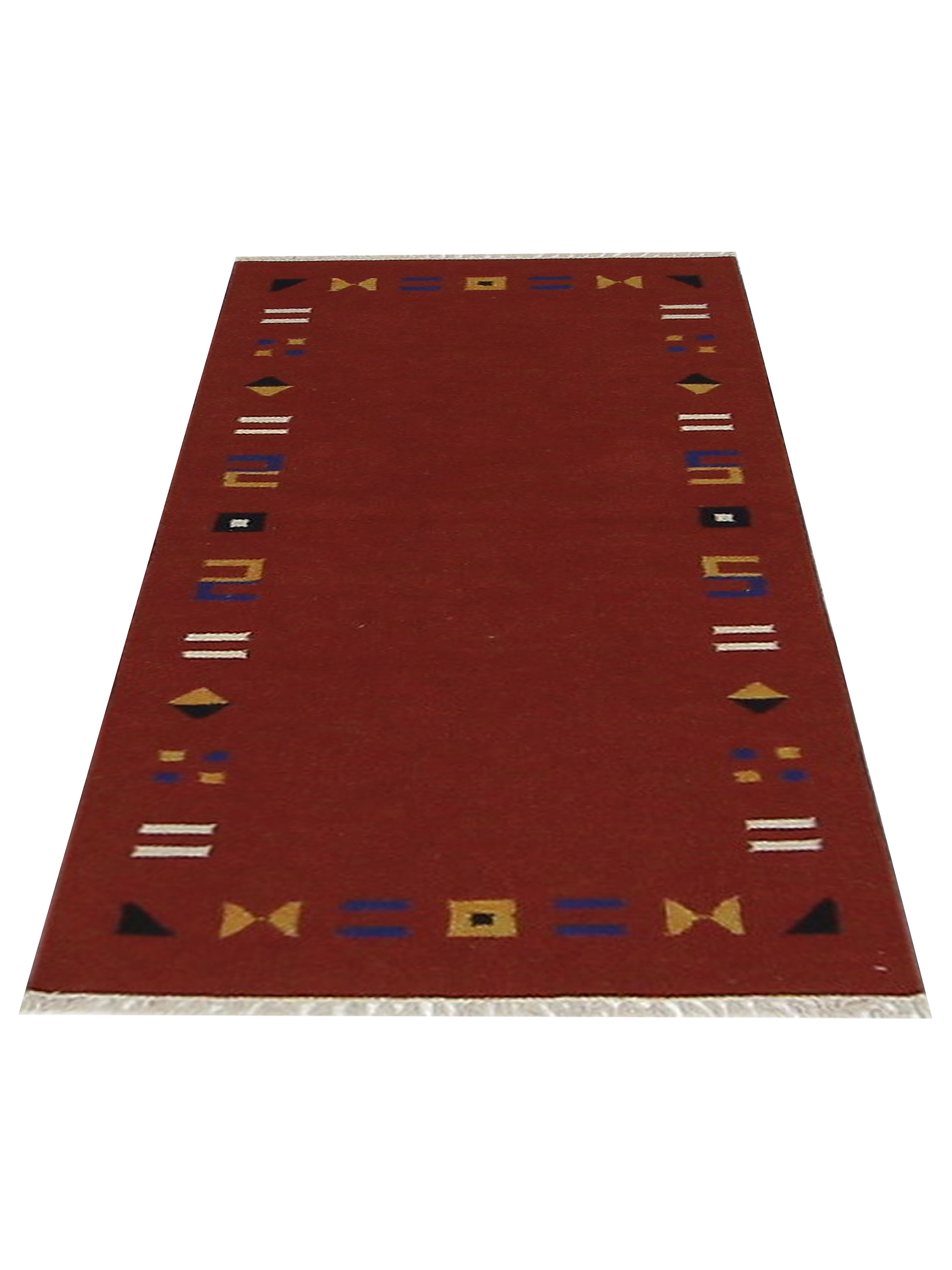 Kilim Hand Woven Burgundy 2x5 - Image 2 of 6