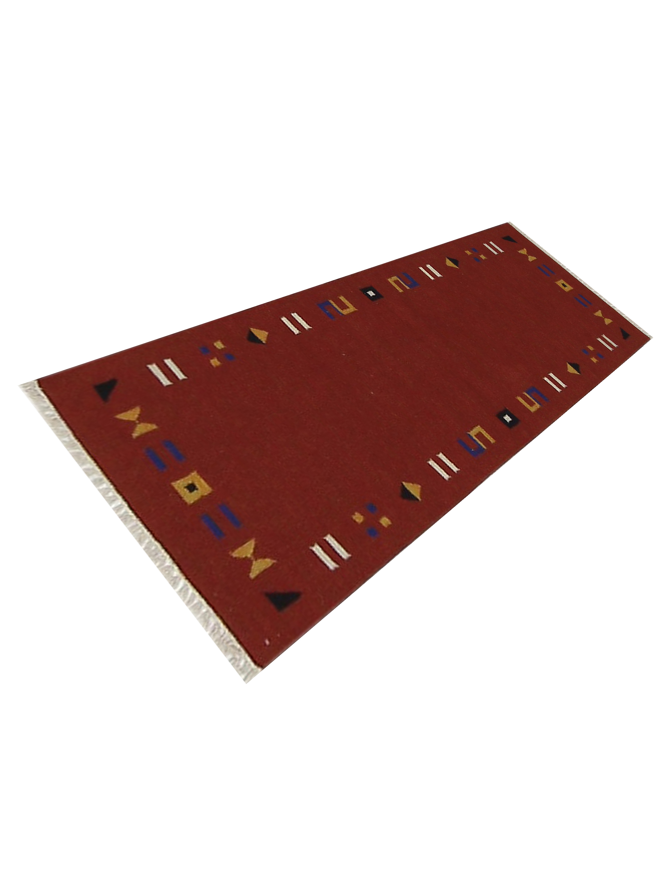 Kilim Hand Woven Burgundy 2x5 - Image 5 of 6