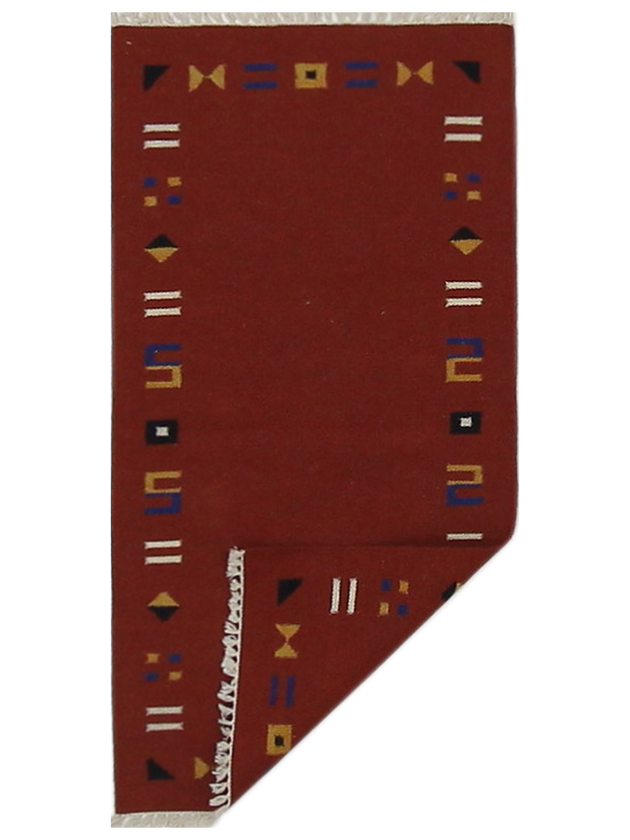 Kilim Hand Woven Burgundy 2x5 - Image 6 of 6