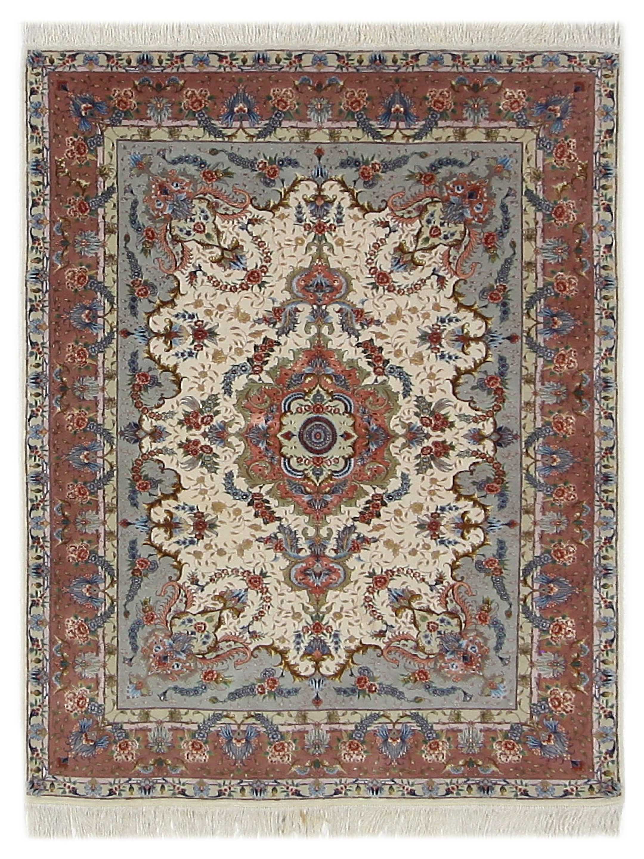 Fine Tabriz Hand Knotted Ivory 5x7