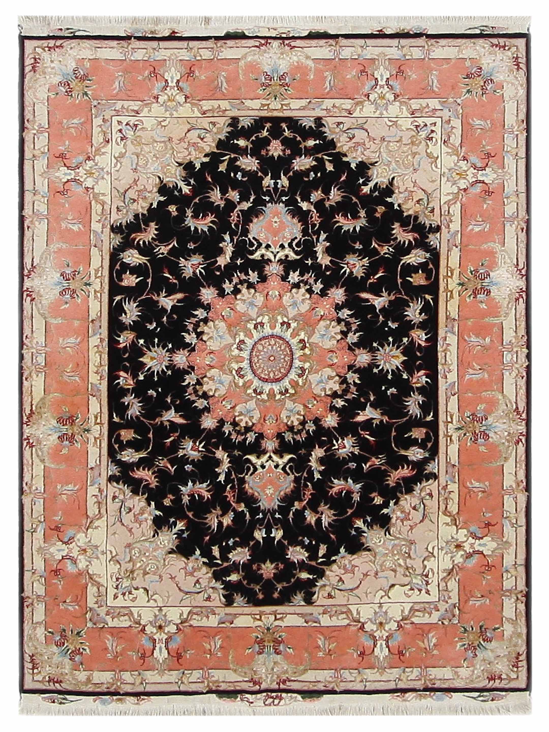 Fine Tabriz Hand Knotted Black 5x7