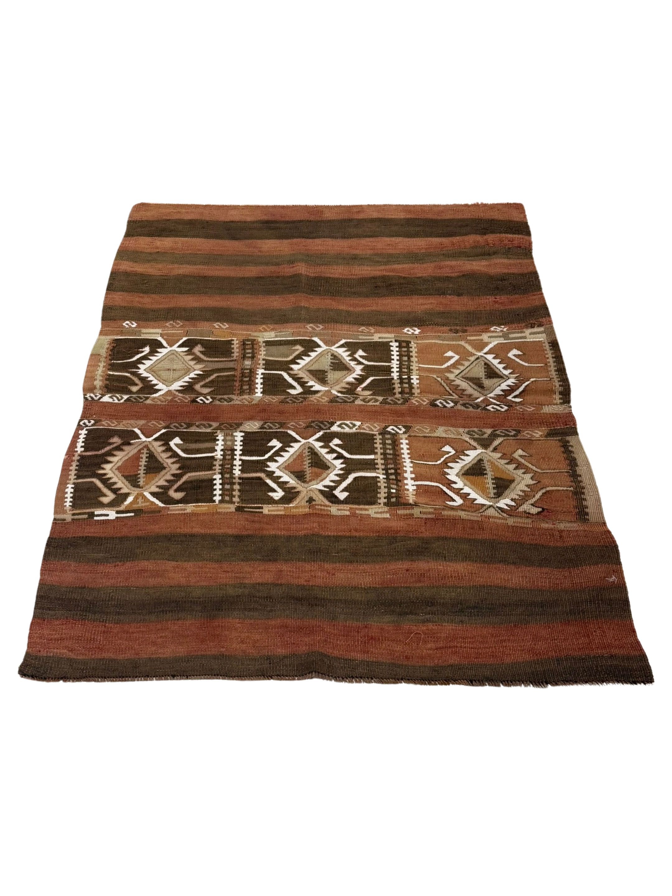 Vintage Kilim Hand Woven Orange 3x5 - Image 2 of 4