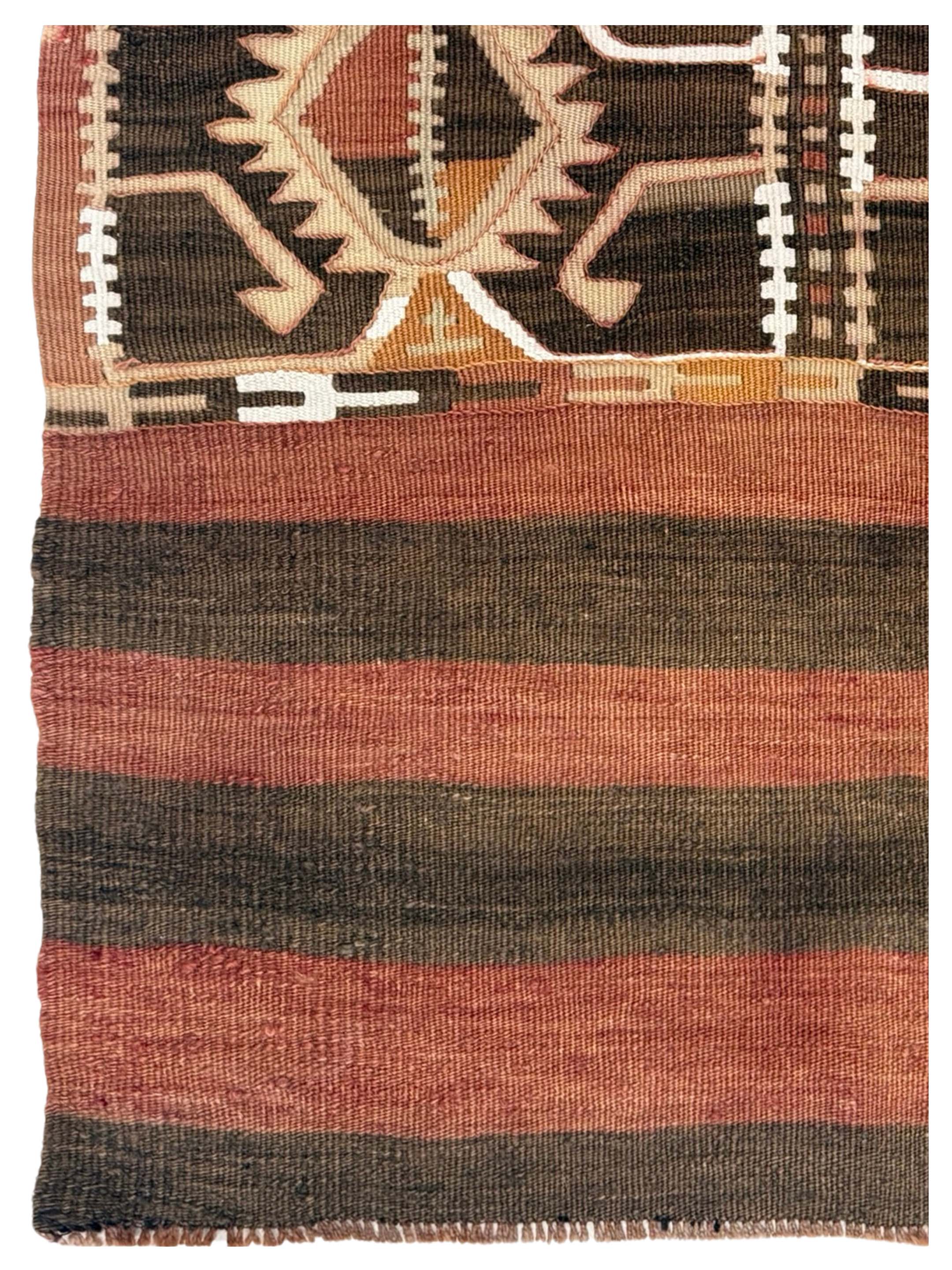 Vintage Kilim Hand Woven Orange 3x5 - Image 3 of 4