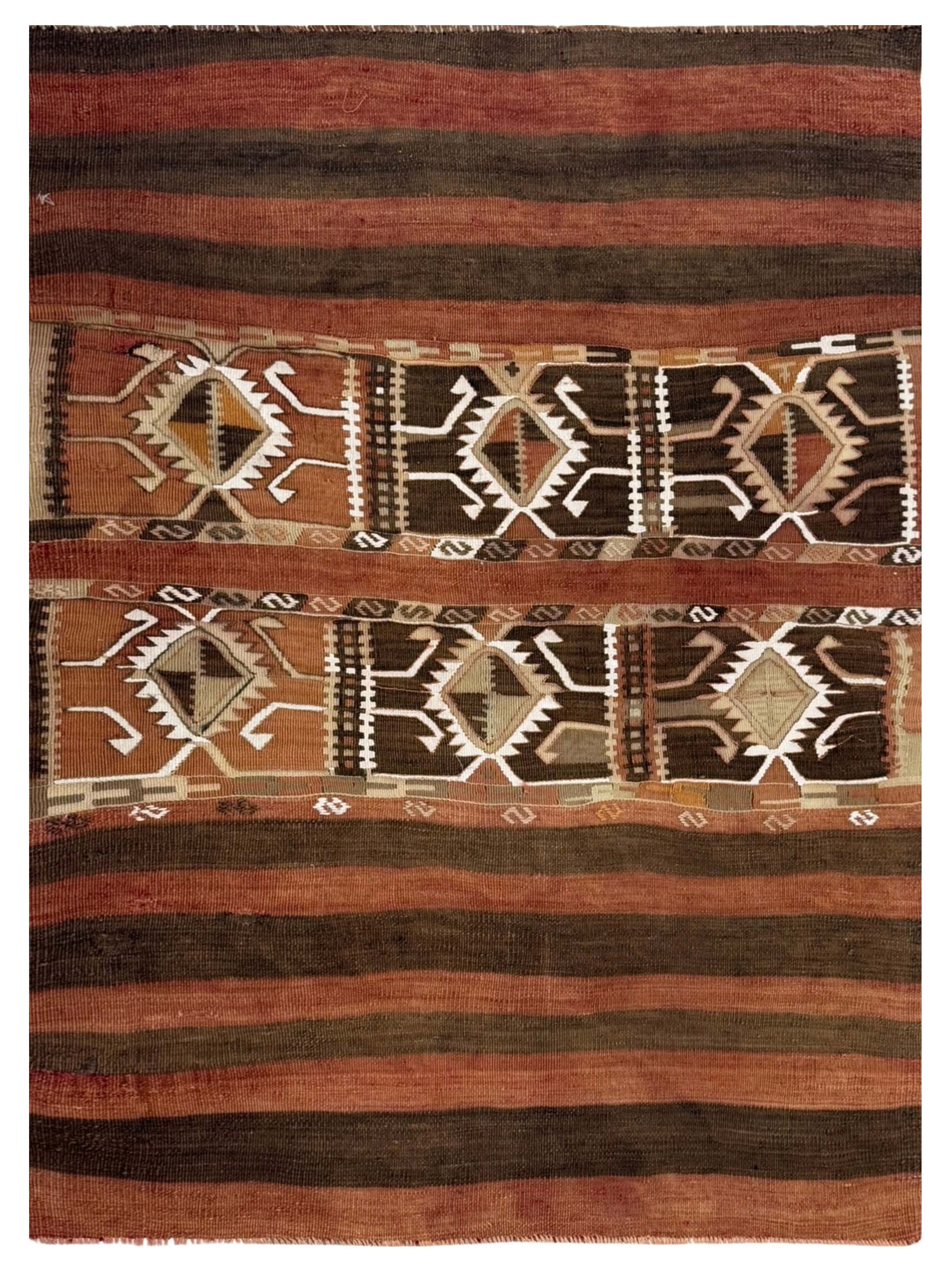 Vintage Kilim Hand Woven Orange 3x5
