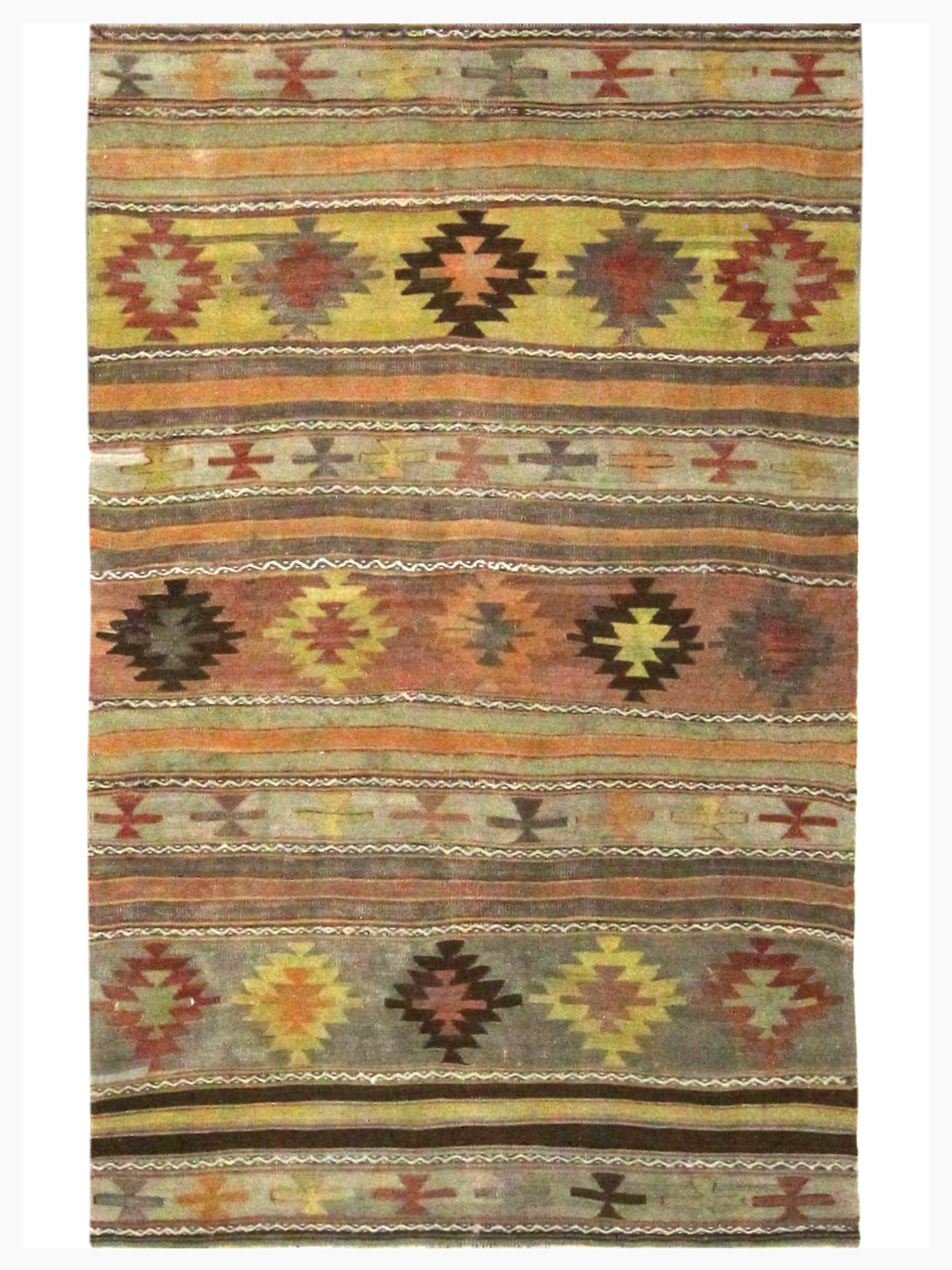 Vintage Kilim Hand Woven Orange 4x7
