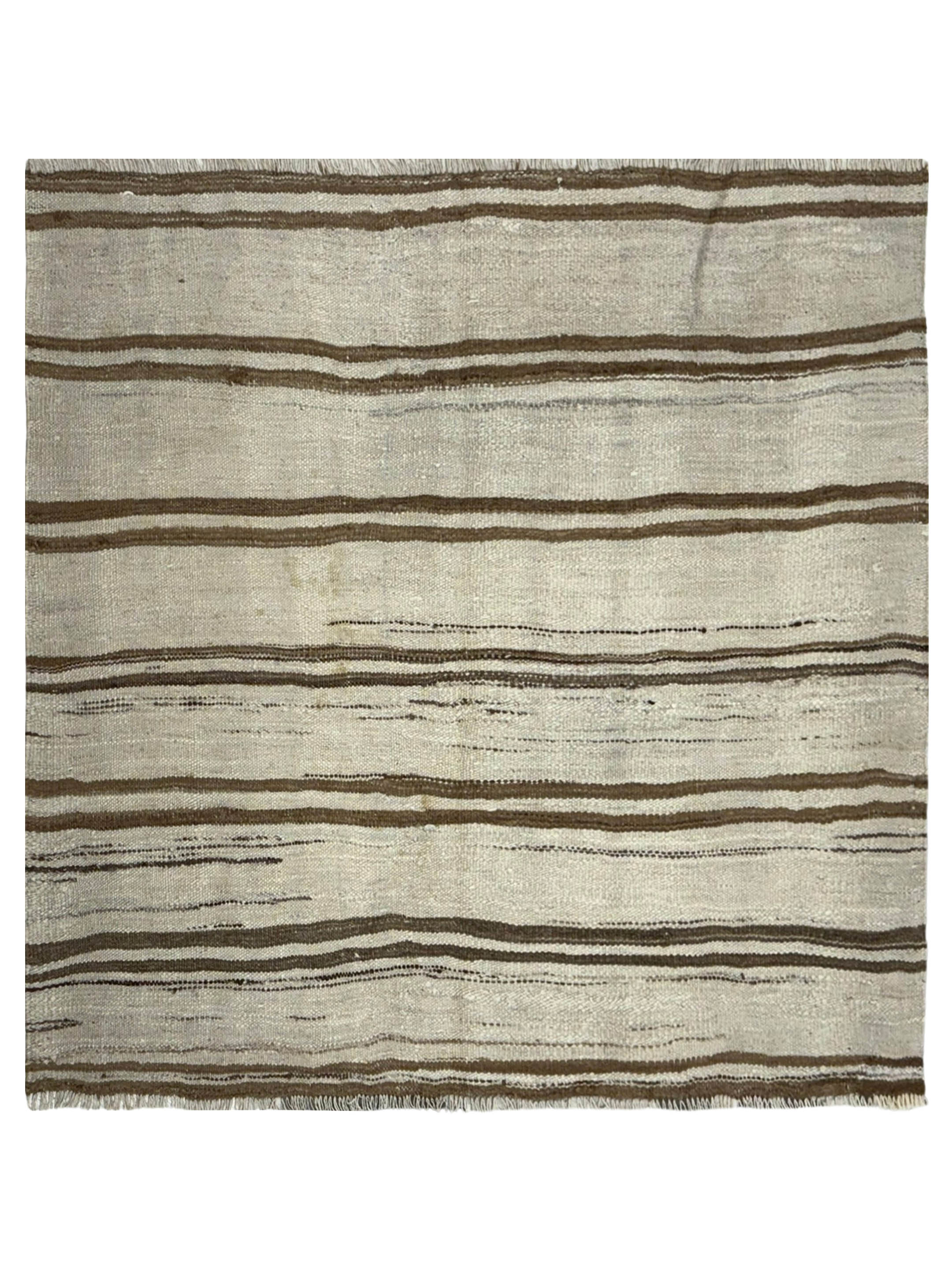 Vintage Kilim Hand Woven Ivory 4x4