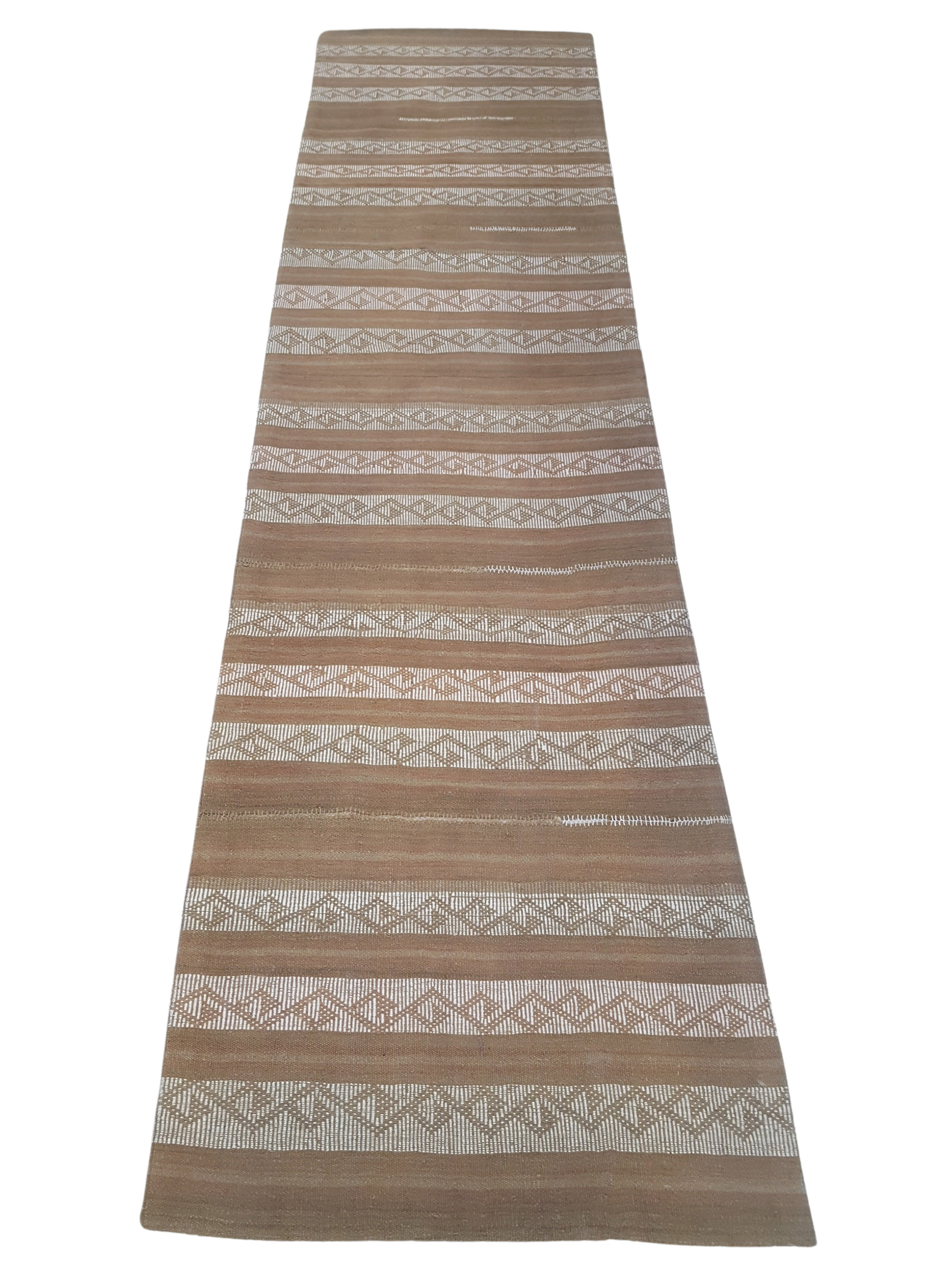 Vintage Kilim Hand Woven Latte 3x10 - Image 3 of 4