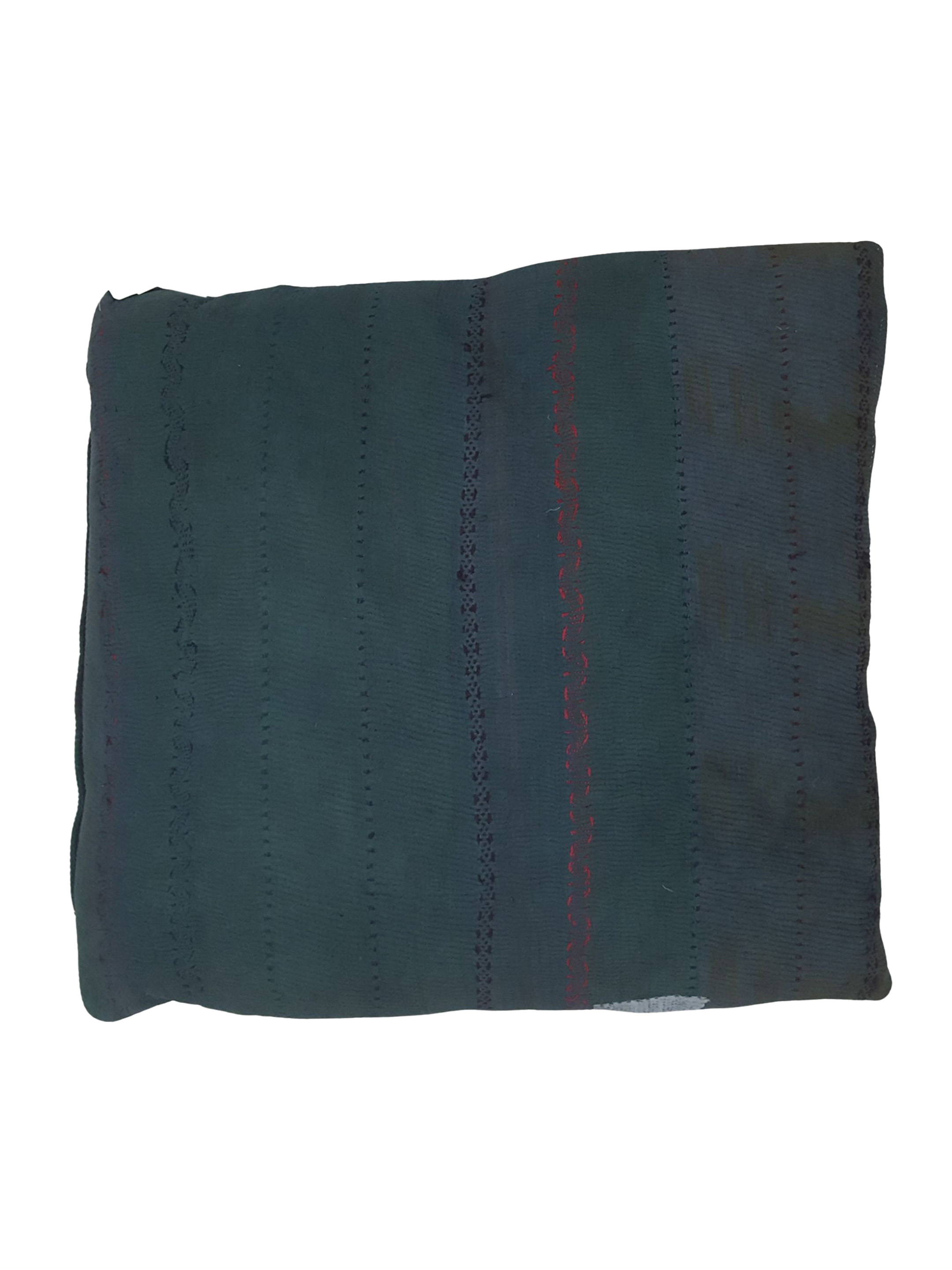 Vintage Quilt Pillow Hand Knotted Green 3x3 - Image 3 of 3