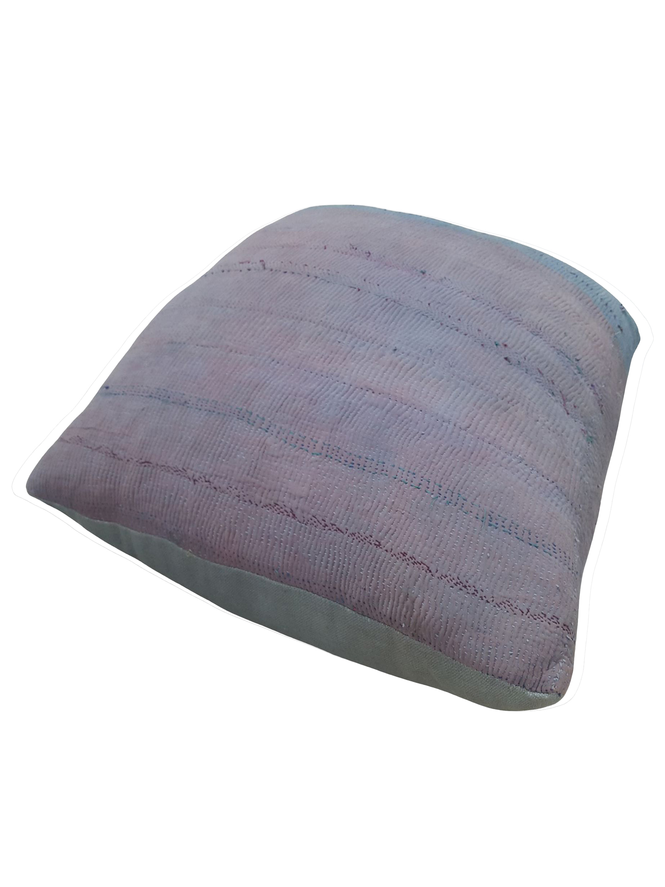 Vintage Quilt Pillow Hand Knotted Purple 3x3 - Image 2 of 3