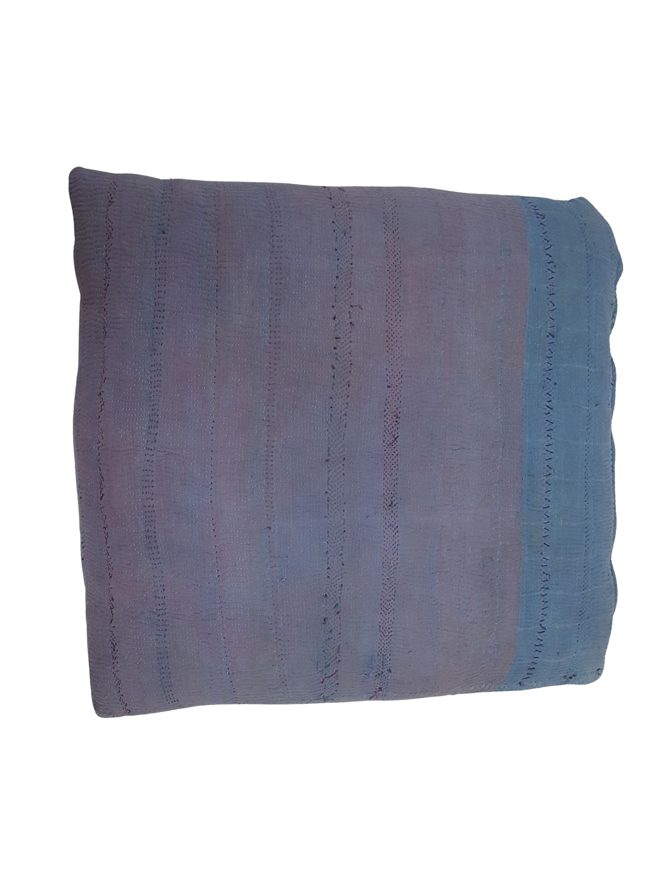 Vintage Quilt Pillow Hand Knotted Purple 3x3