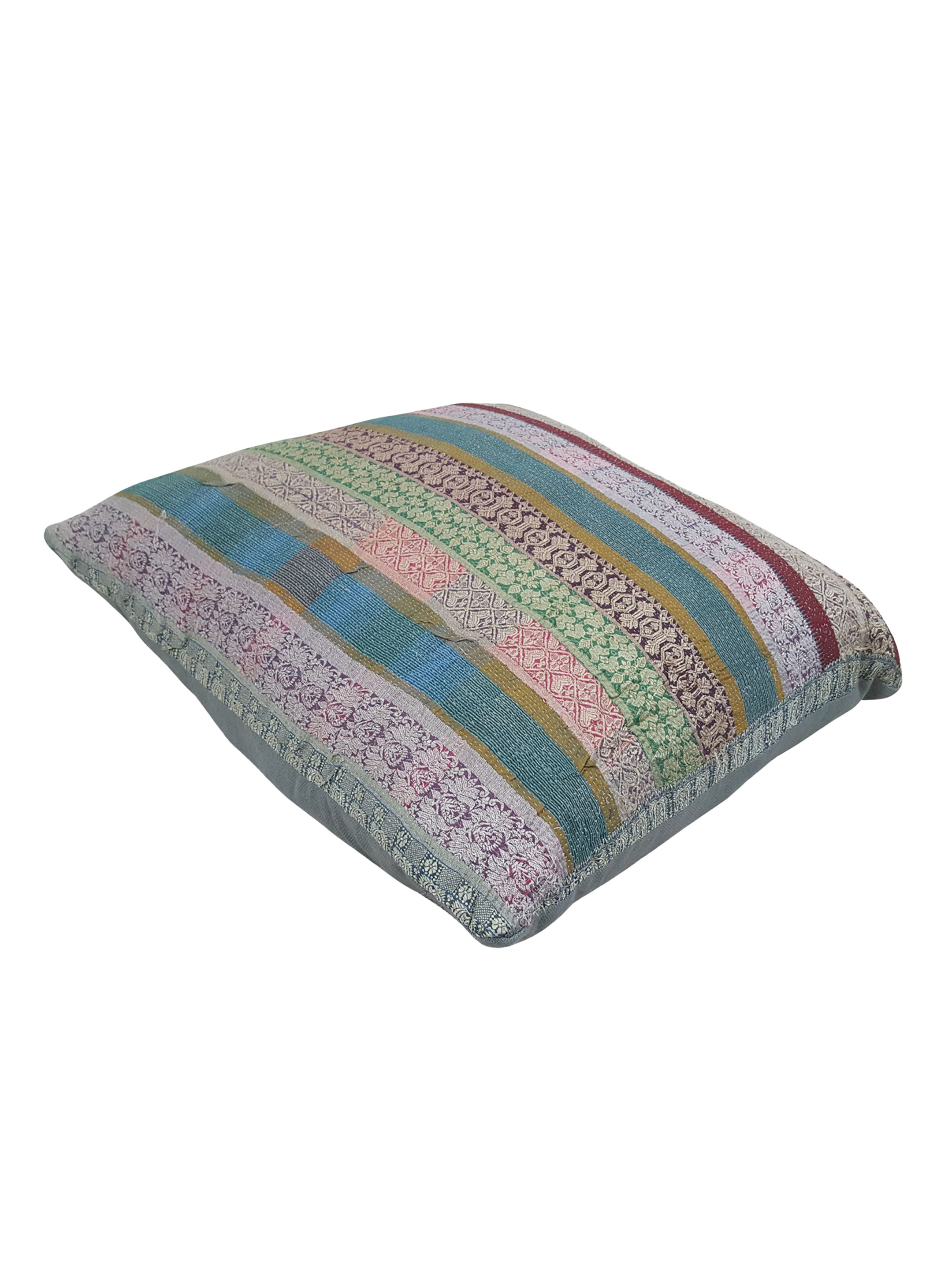 Vintage Quilt Pillow Hand Knotted Green 3x3 - Image 2 of 3