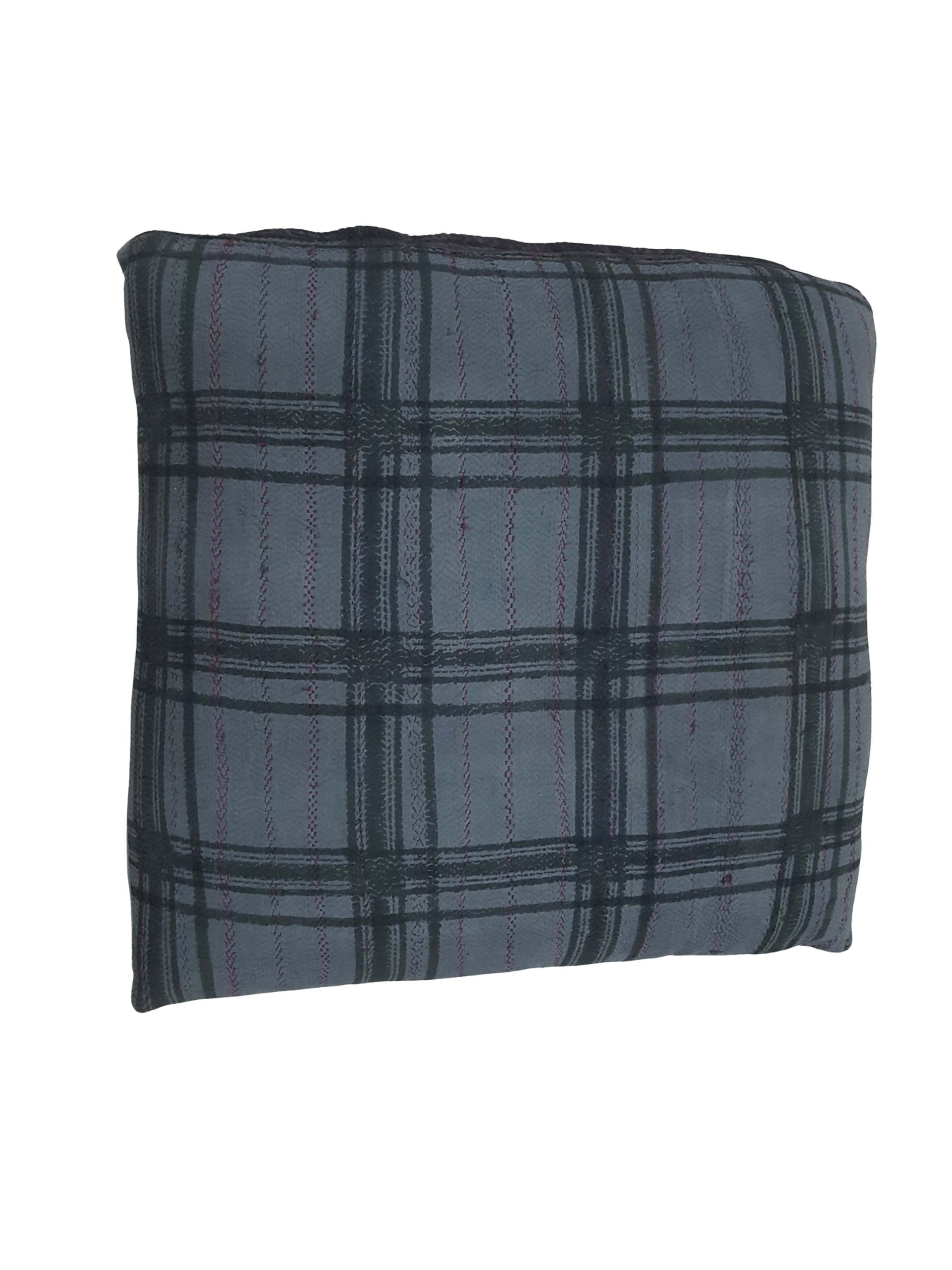 Vintage Quilt Pillow Hand Knotted Grey 3x3