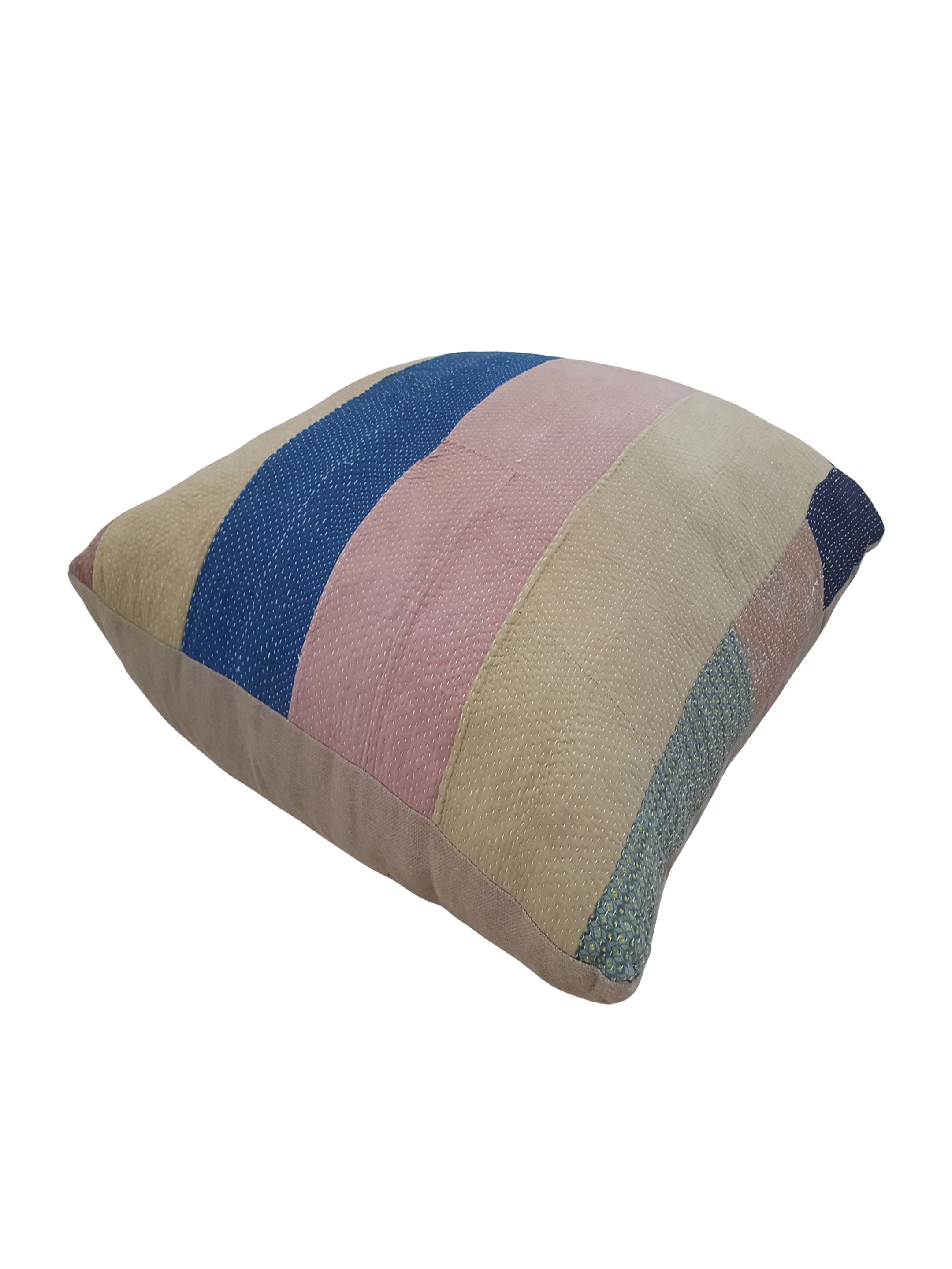 Vintage Quilt Pillow Hand Knotted Beige 3x3 - Image 2 of 3