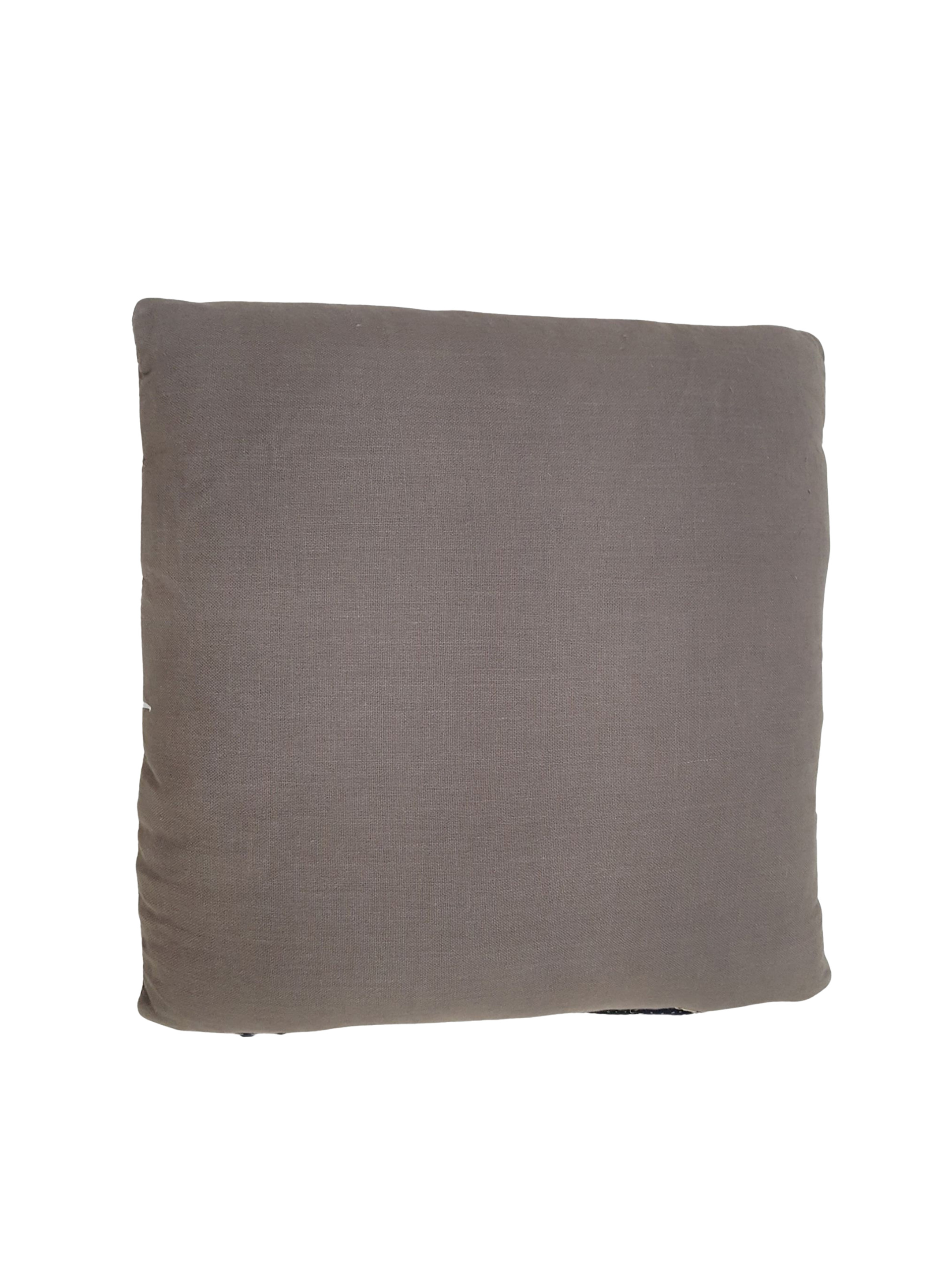 Vintage Quilt Pillow Hand Knotted Beige 3x3 - Image 3 of 3