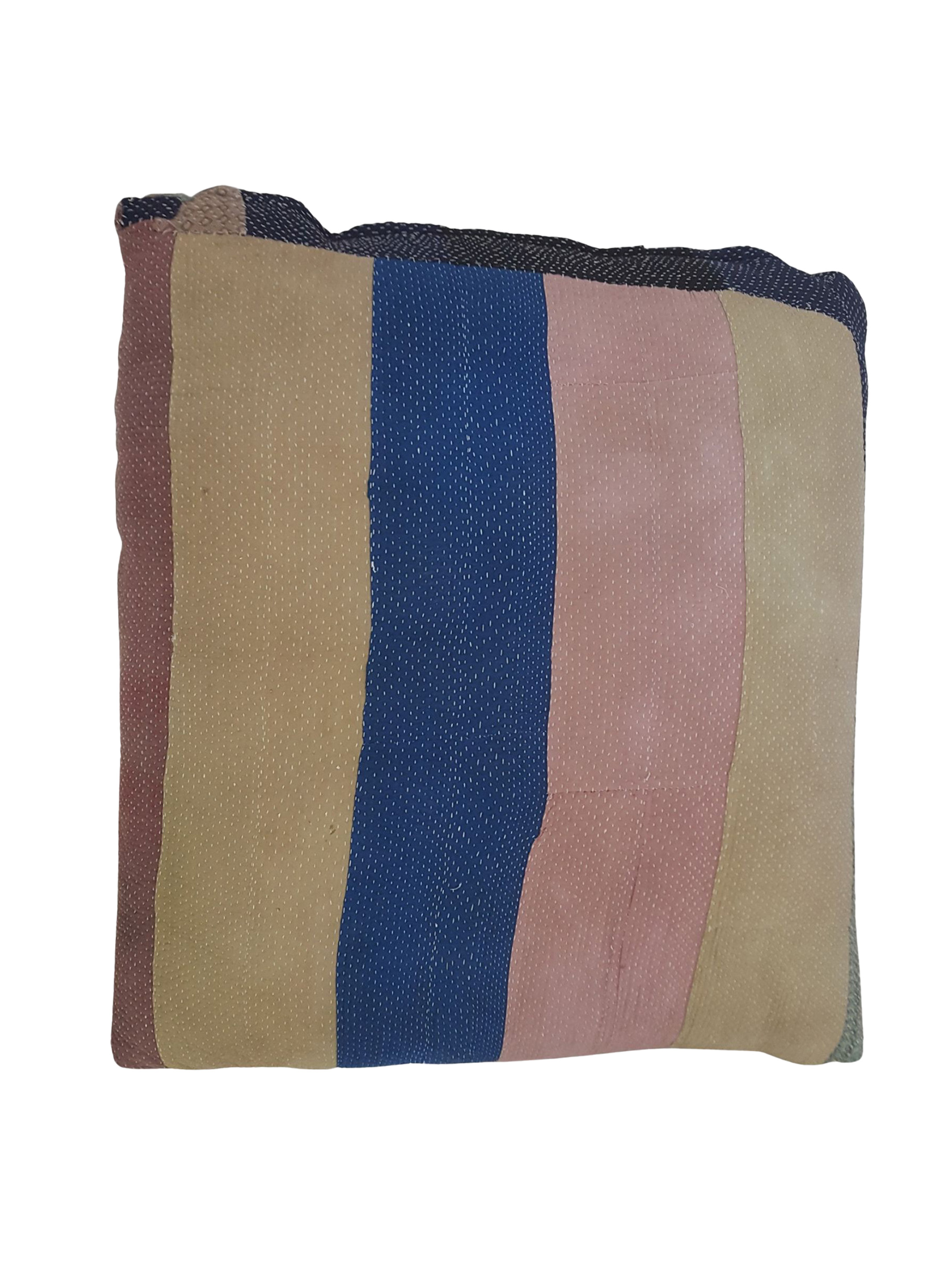 Vintage Quilt Pillow Hand Knotted Beige 3x3