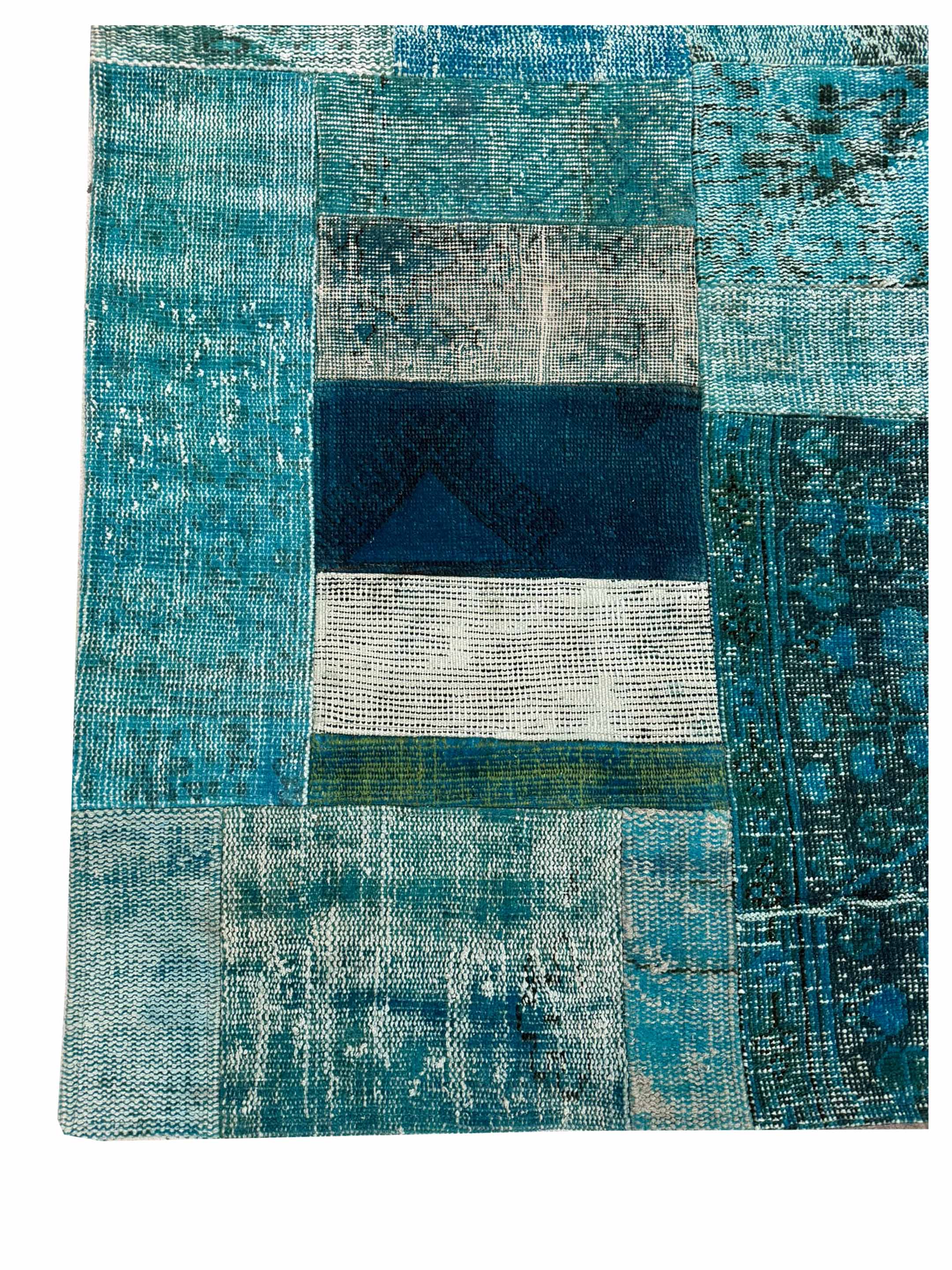 Vintage Fragments Hand Knotted Teal 7x10 - Image 2 of 4