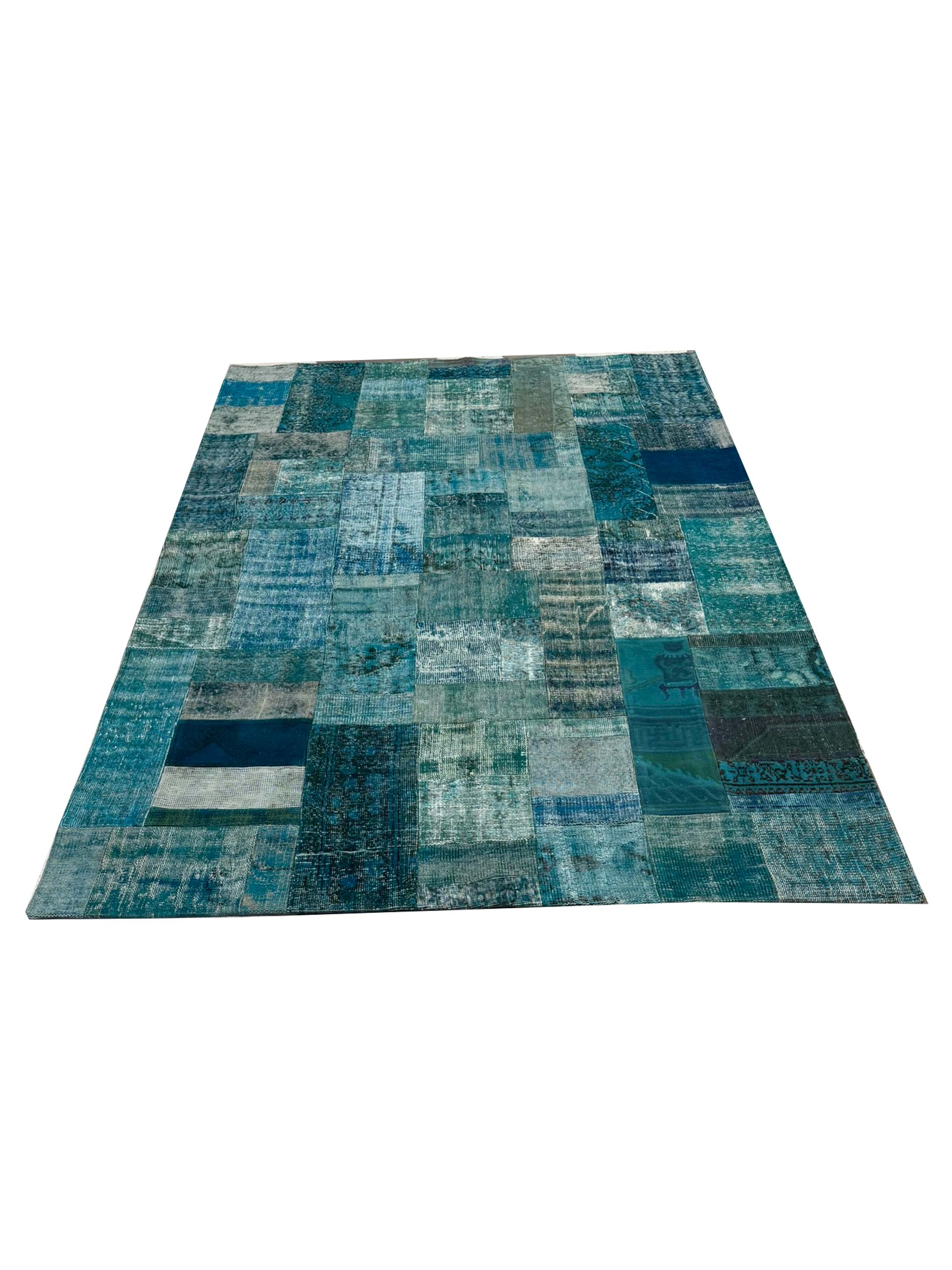 Vintage Fragments Hand Knotted Teal 7x10 - Image 3 of 4