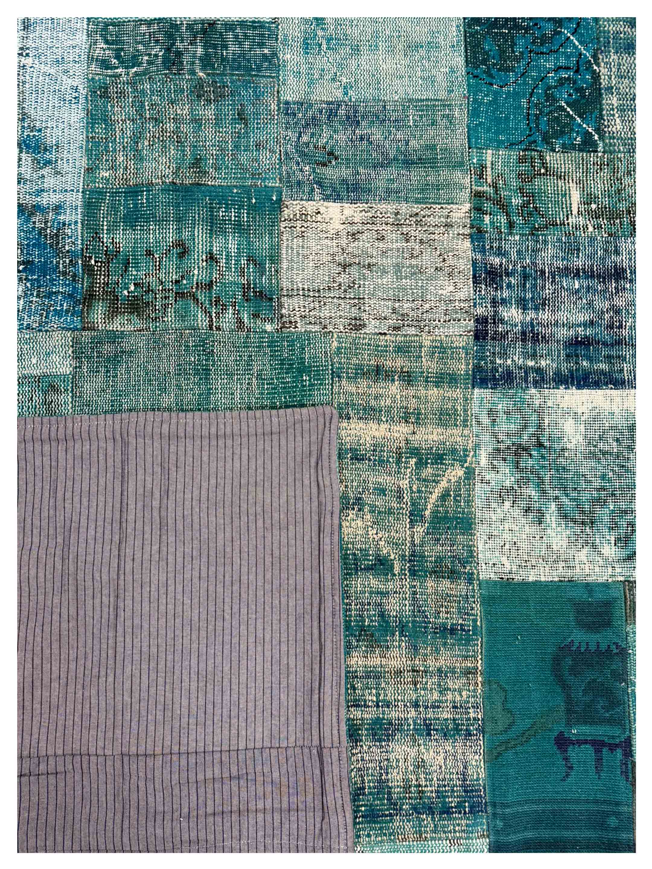 Vintage Fragments Hand Knotted Teal 7x10 - Image 4 of 4