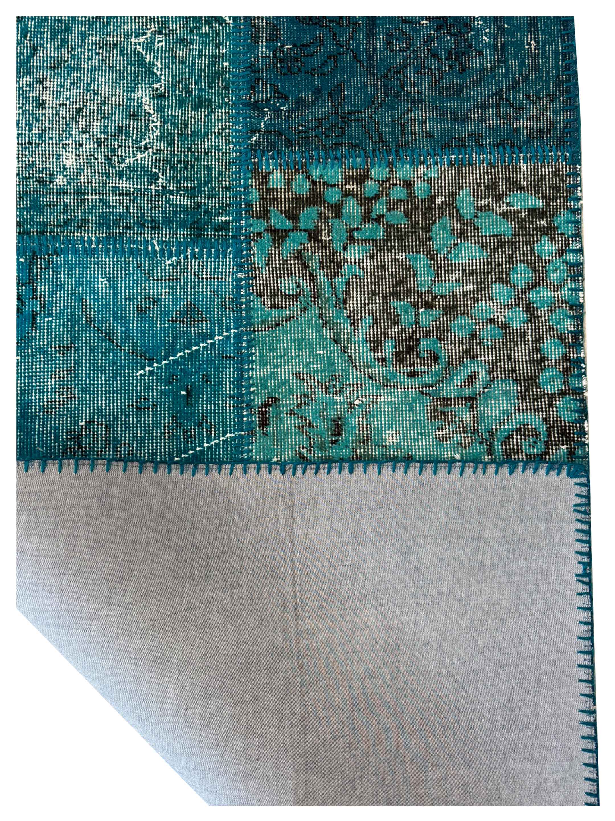 Vintage Fragments Hand Knotted Teal 3x5 - Image 3 of 3