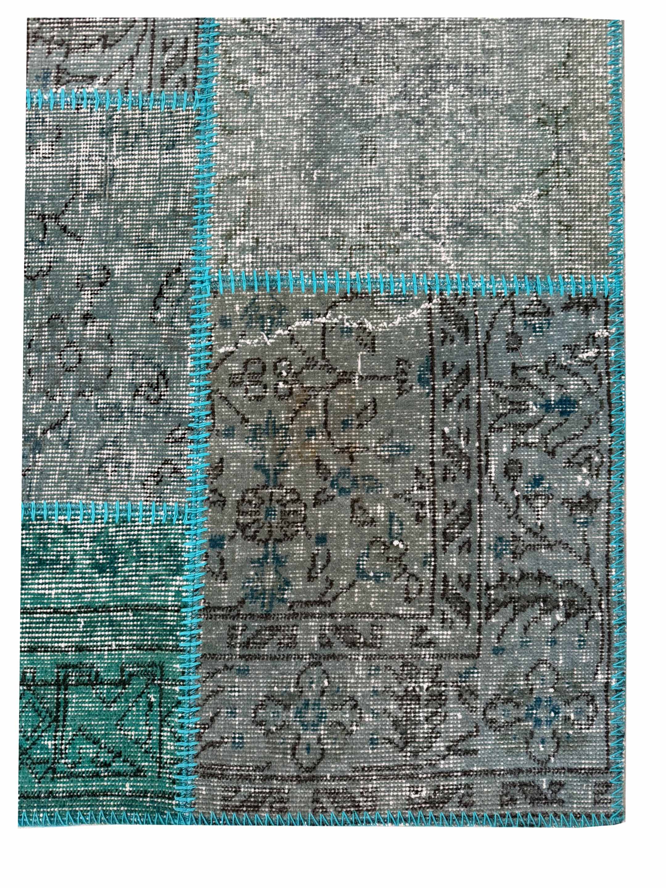 Vintage Fragments Hand Knotted Teal 3x5 - Image 2 of 3
