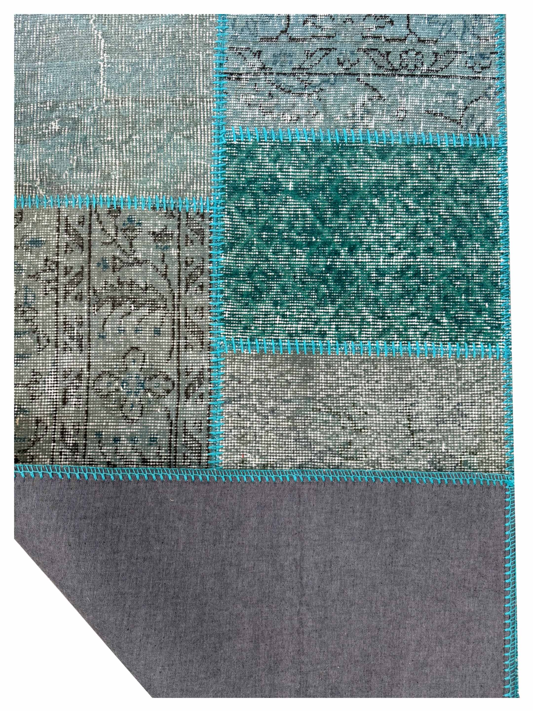 Vintage Fragments Hand Knotted Teal 3x5 - Image 3 of 3