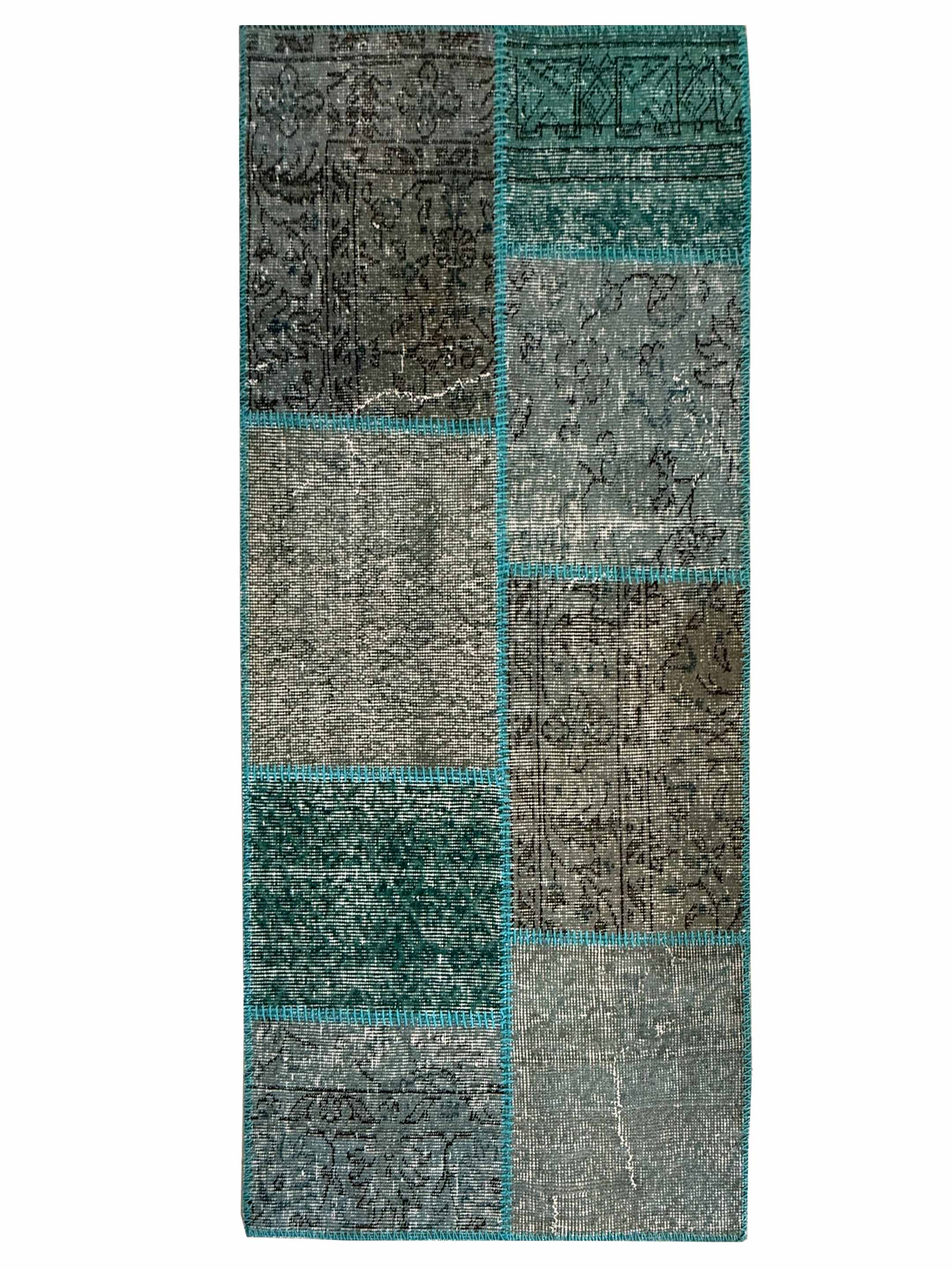 Vintage Fragments Hand Knotted Teal 3x5